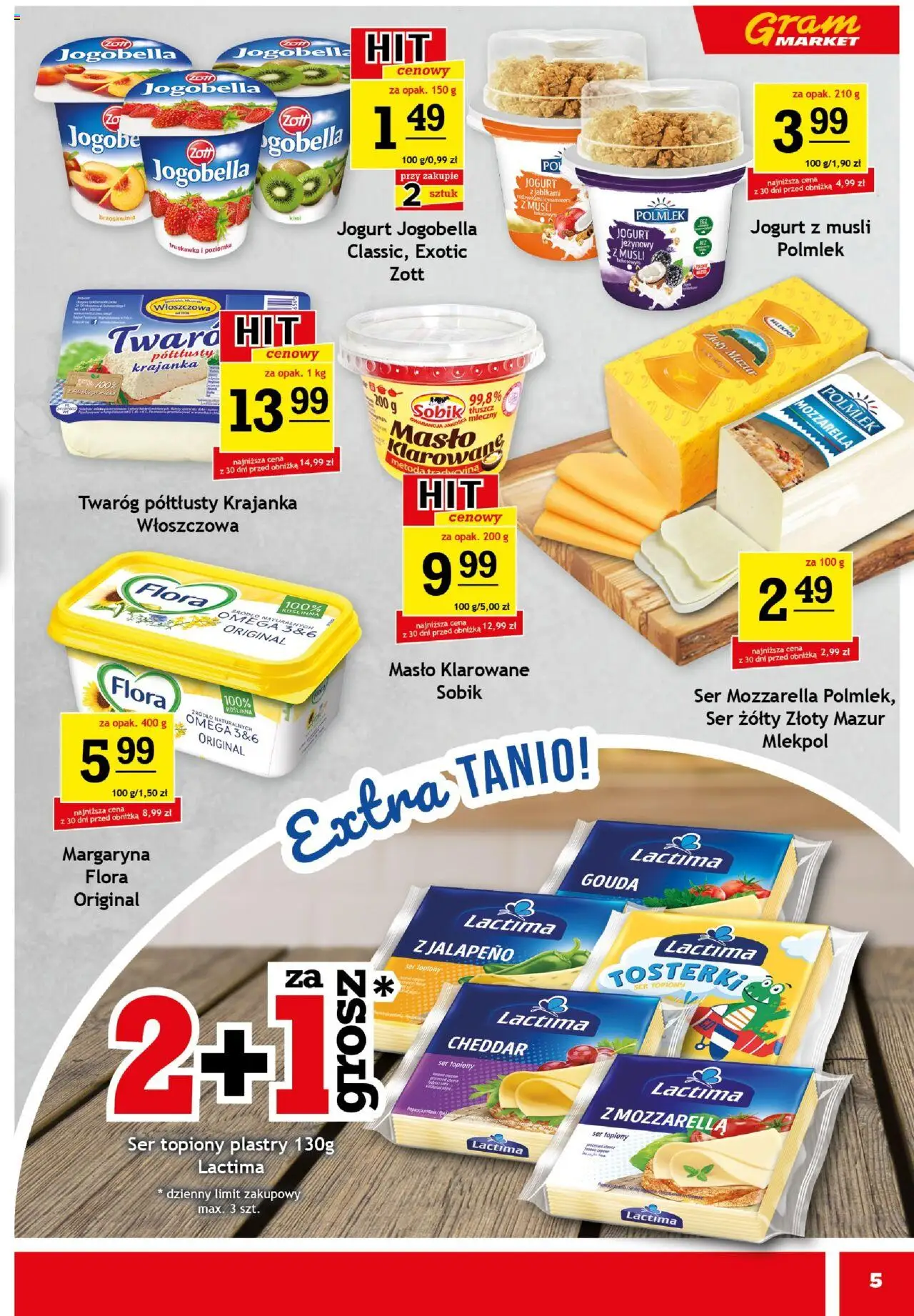 Gram Market Gazetka od 22.10.2025 | Strona: 5 | Produkty: Masło klarowane, Masło, Musli, Cheddar