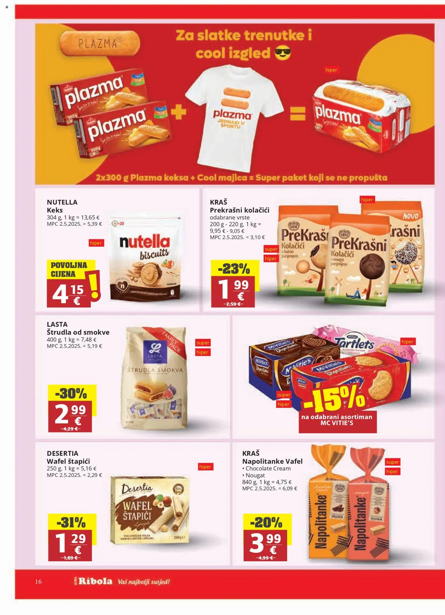Ribola katalog | vrijedi od 04.03.2026 | Stranica: 16 | Proizvodi: Nutella, Keks, Majica, Napolitanke