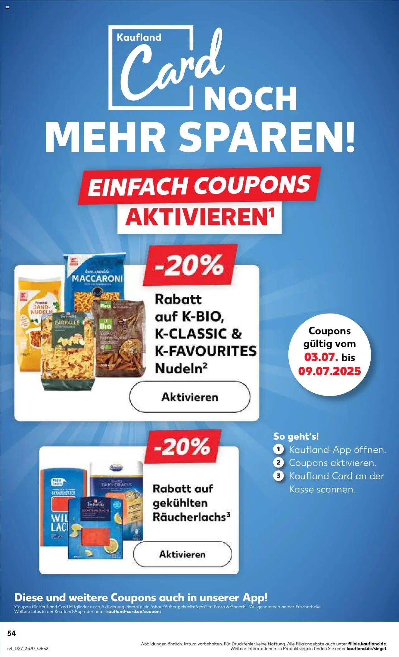 Kaufland Prospekt 	 - gültig ab dem 03.07.2025 | Seite: 54 | Produkte: Räucherlachs, Pasta, Nudeln