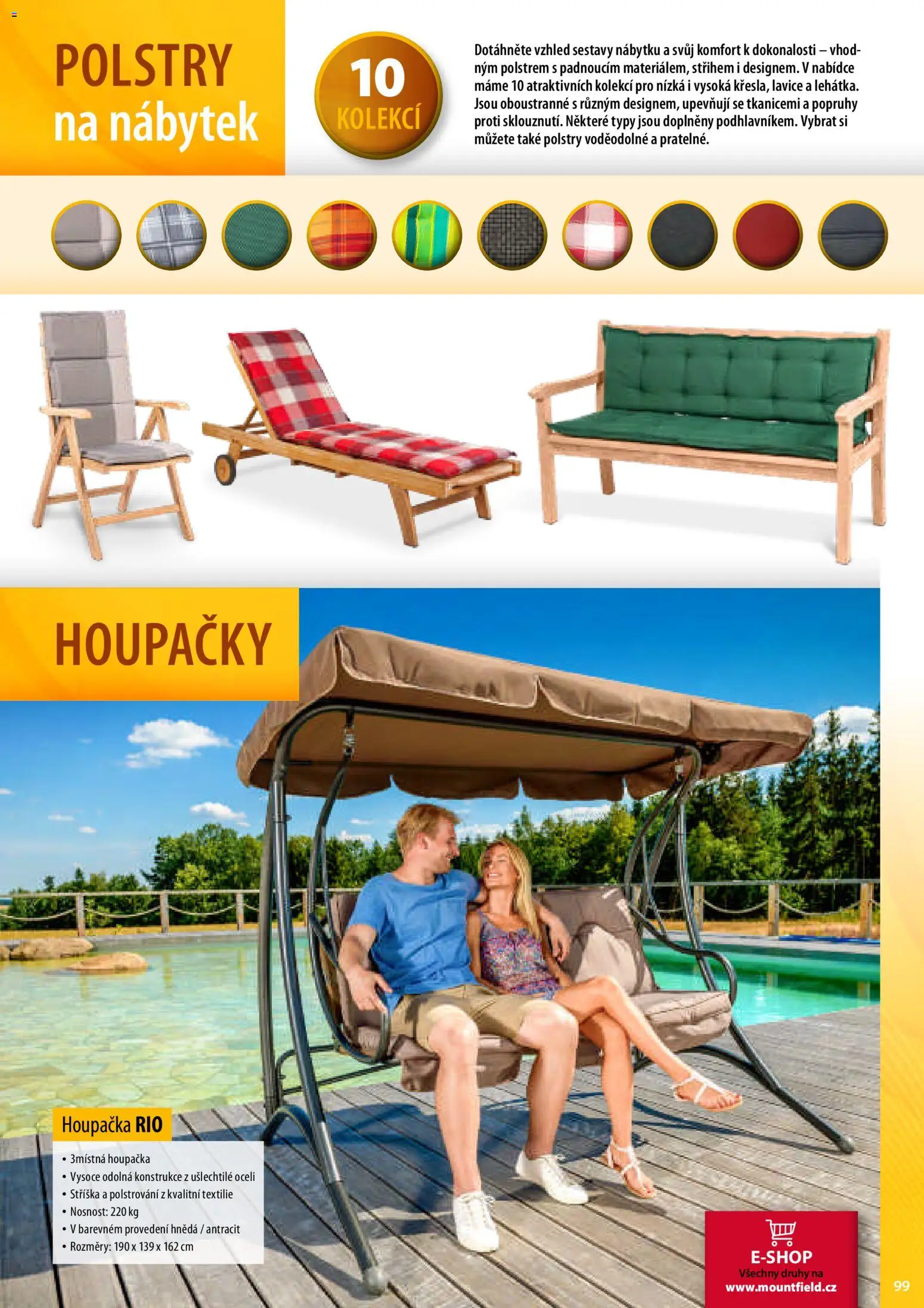Mountfield katalog od 02.04.2026 | Strana: 99 | Produkty: Houpačka, Nábytek, Lavice