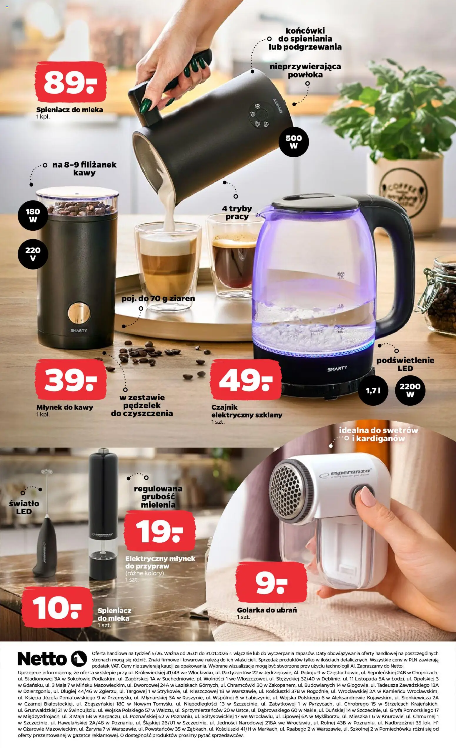 Netto gazetka - Non Food od 26.01.2026 | Strona: 3 | Produkty: Czajnik, Mleka, Golarka, Spieniacz do mleka