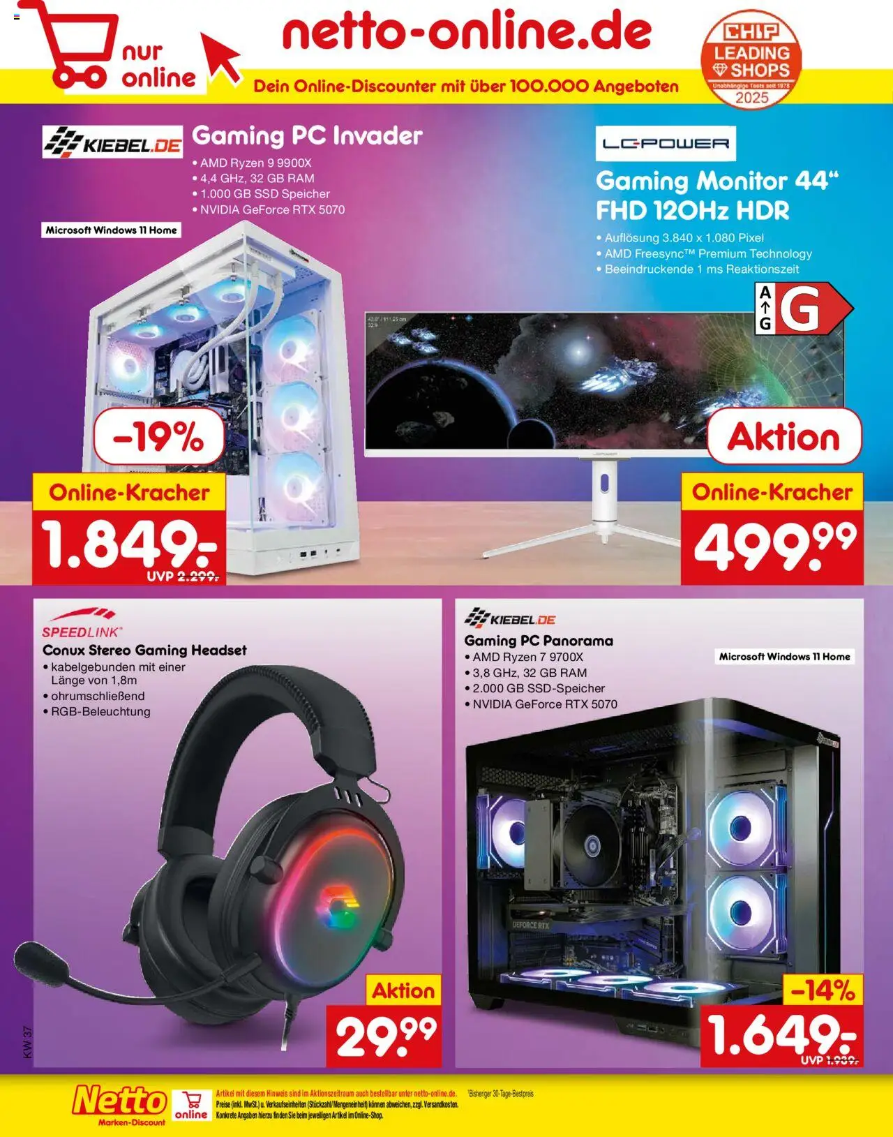 Netto Marken-Discount Prospekt 	 – gültig ab 08.09.2025 | Seite: 48 | Produkte: Headset, Monitor, PC
