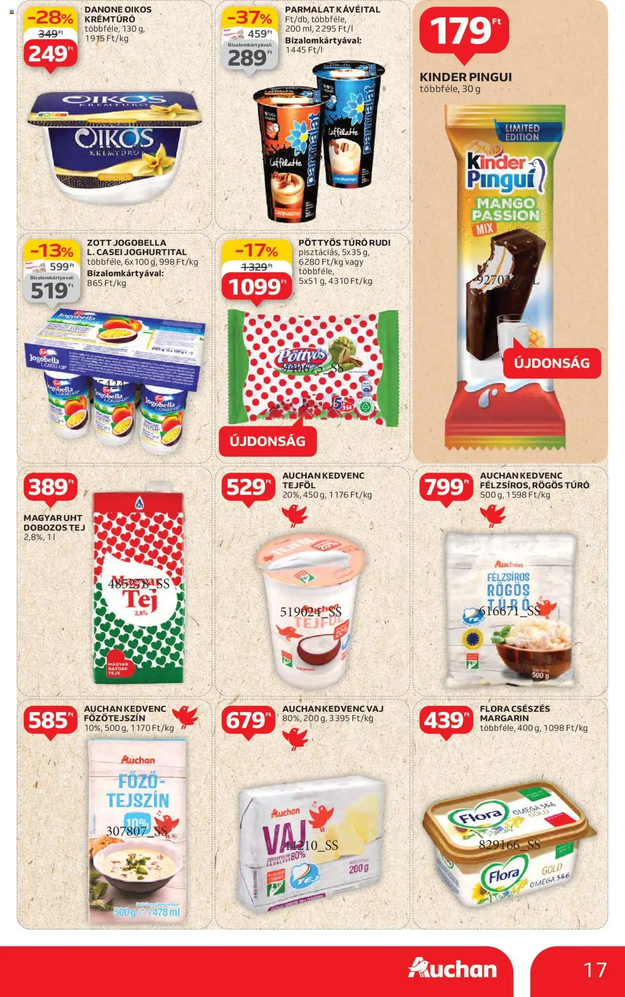 Auchan akciós ujság - amely érvényes a következő dátumtól: 19.06.2025 | Oldal: 17 | Termékek: Margarin, Vaj, Tejszín, Mangó