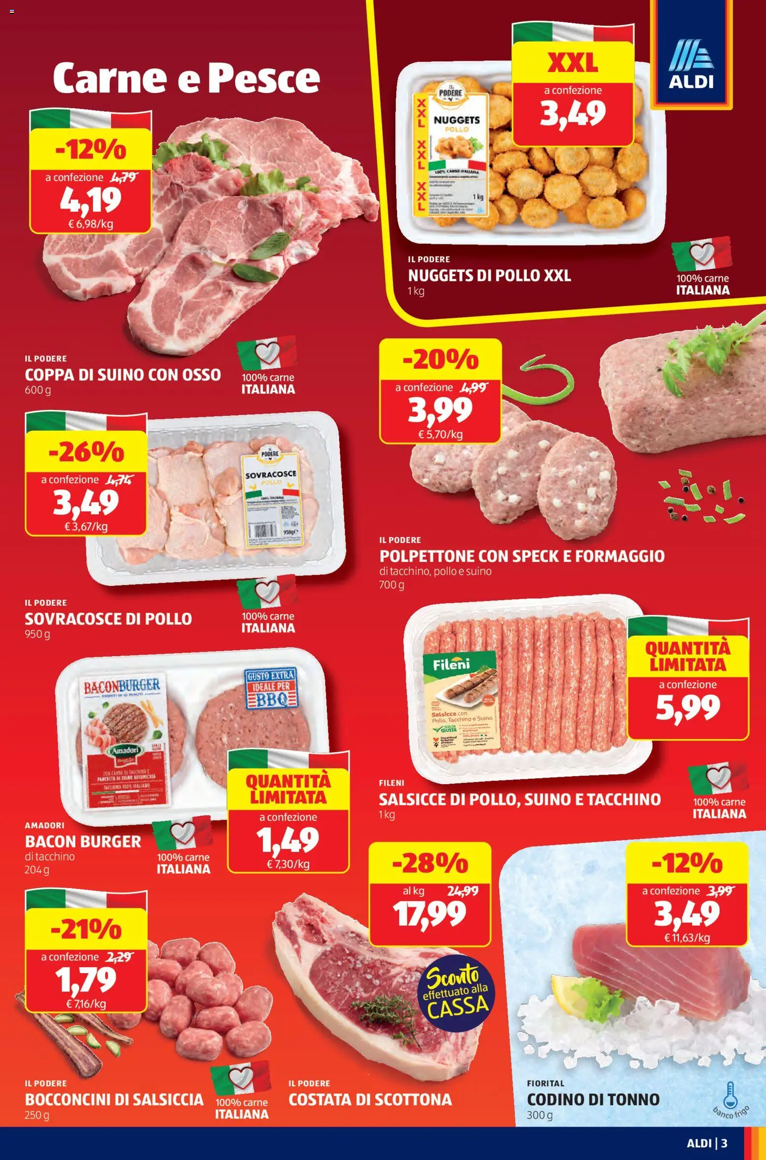 Volantino Aldi del 03.11.2025 | Pagina: 3 | Prodotti: Speck, Pollo, Formaggio, Salsiccia