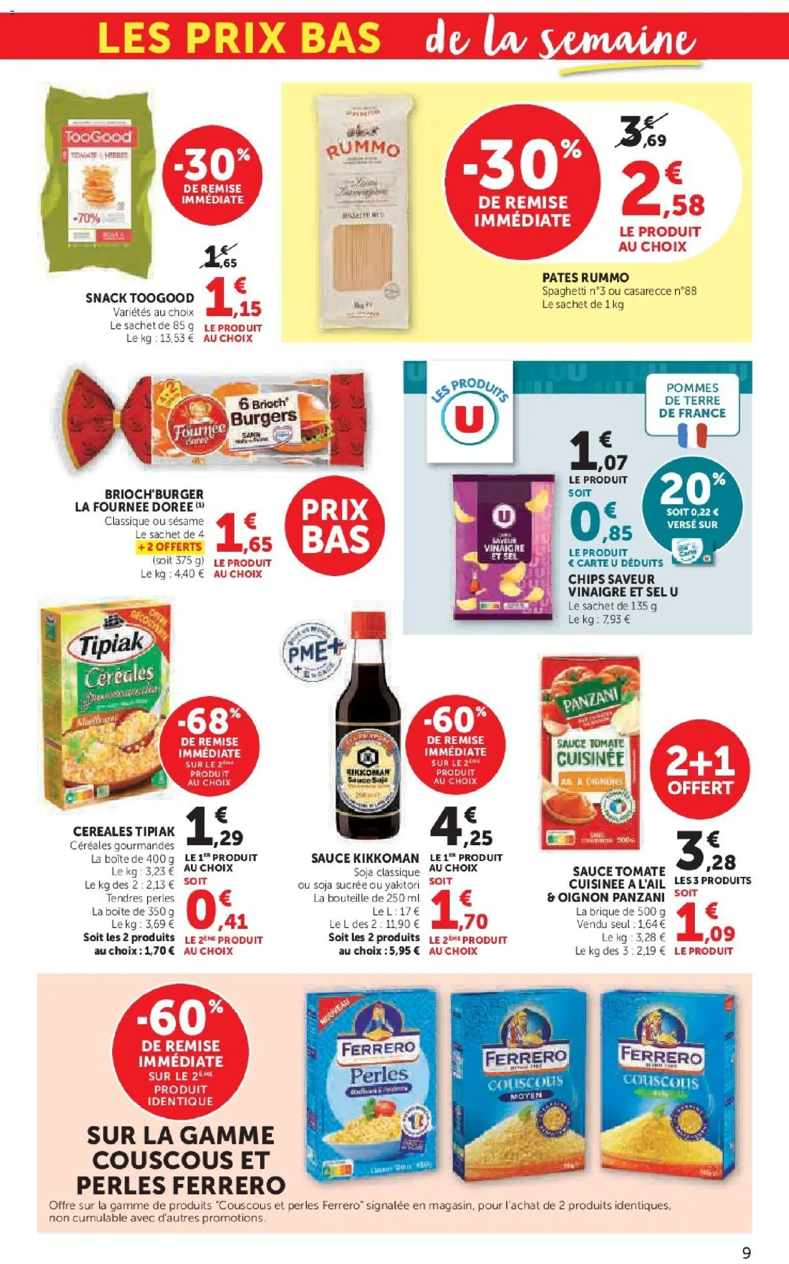 {H1} | Page: 9 | Produits: Sel, Pommes, Céréales, Chips