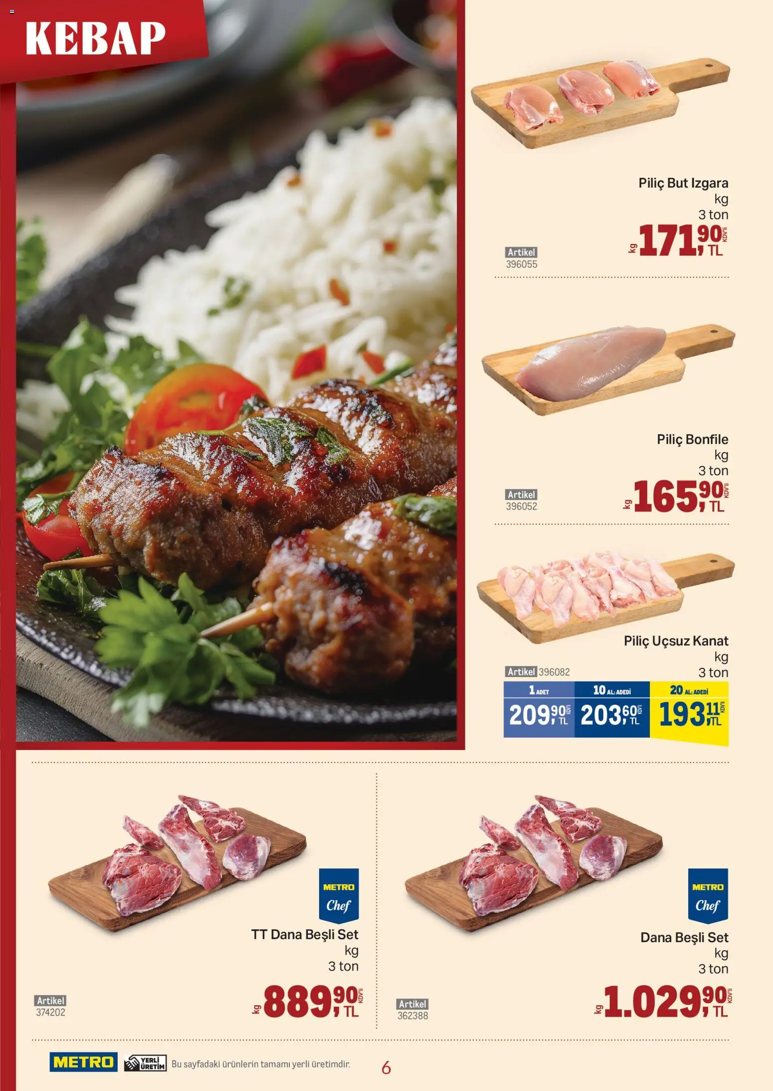 Metro - Kebap Restoranları - 18.02.2026 tarihinden itibaren geçerlidir | Sayfa: 6 | Ürünler: Piliç, Piliç bonfile, Izgara