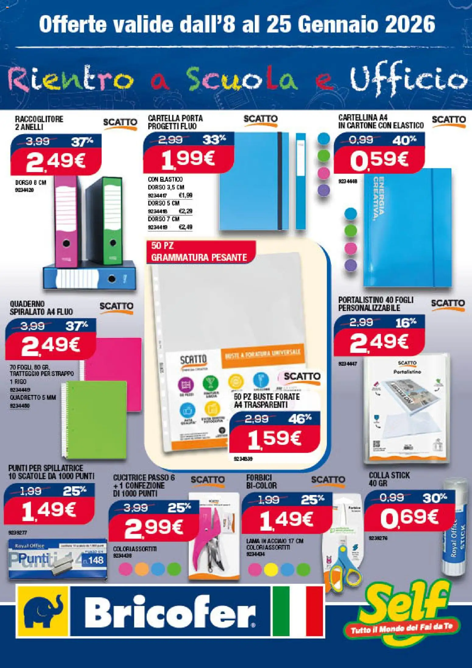 Volantino Self del 08.01.2026 | Pagina: 1 | Prodotti: Tè, Colla, Quaderno