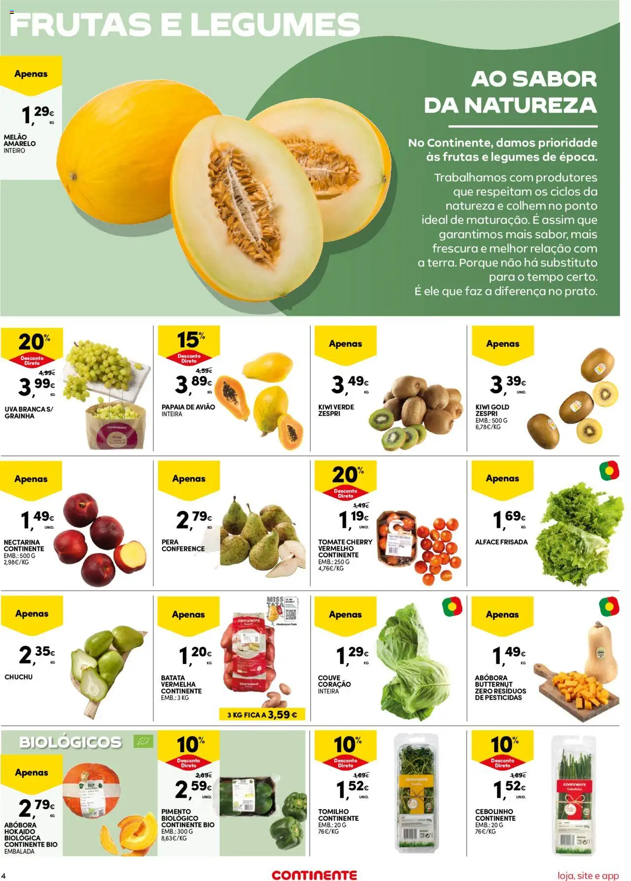 Continente Semanal Continente Bom Dia │ válido de 12.08.2025 | Página: 4 | Produtos: Batata, Abóbora, Melão, Alface