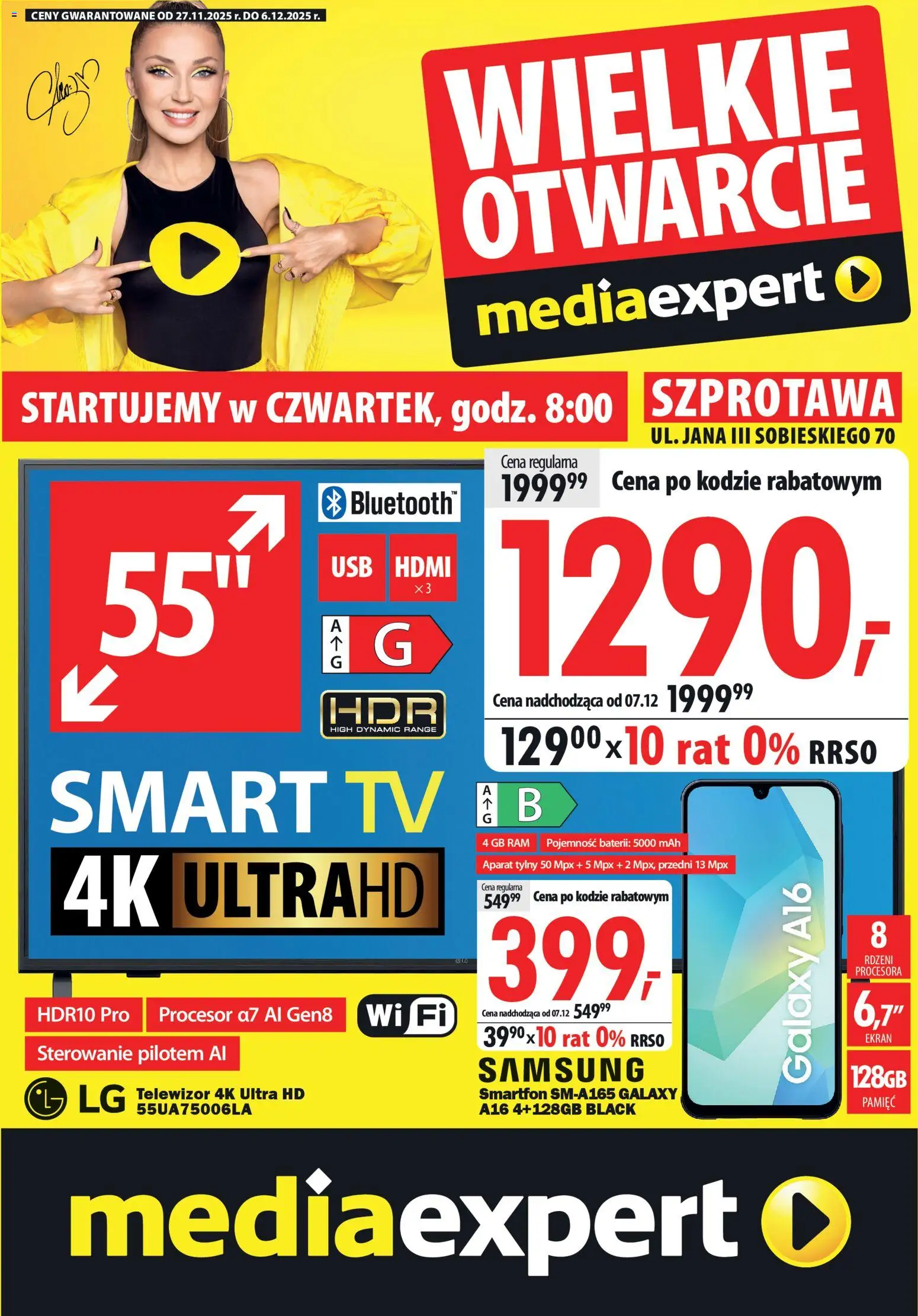 Mediaexpert Gazetka - Wielkie otwarcie Szprotawa od 27.11.2025 | Strona: 1 | Produkty: Smartfon, Telewizor