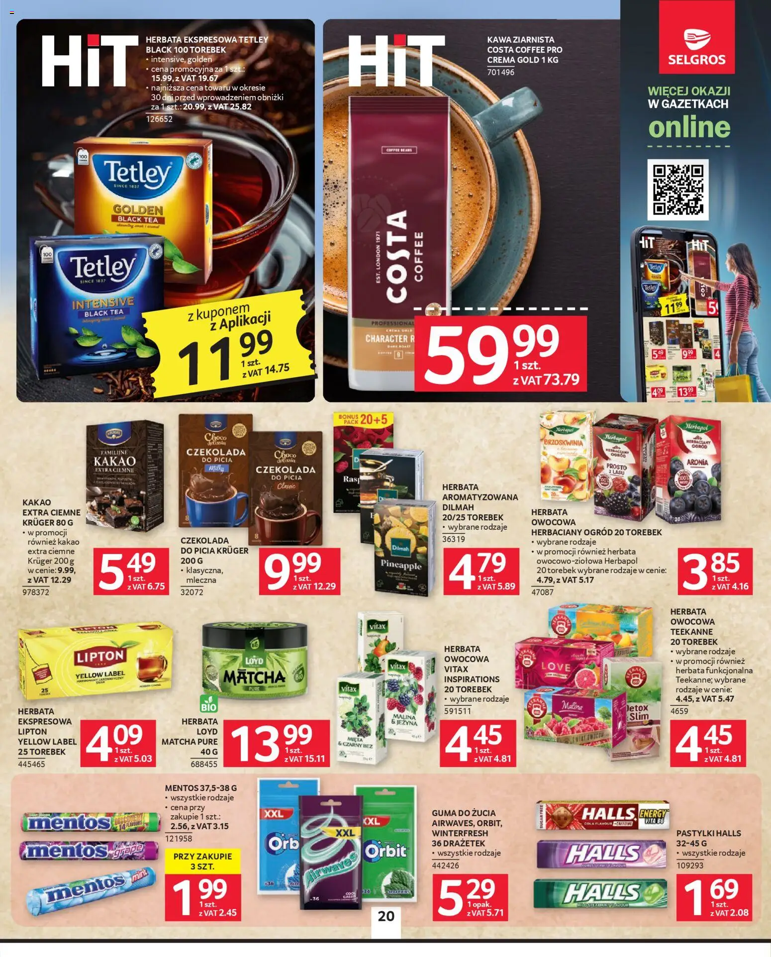Selgros cash&carry gazetka od 09.04.2026 | Strona: 20 | Produkty: Kawa ziarnista, Mięta, Czekolada, Herbata