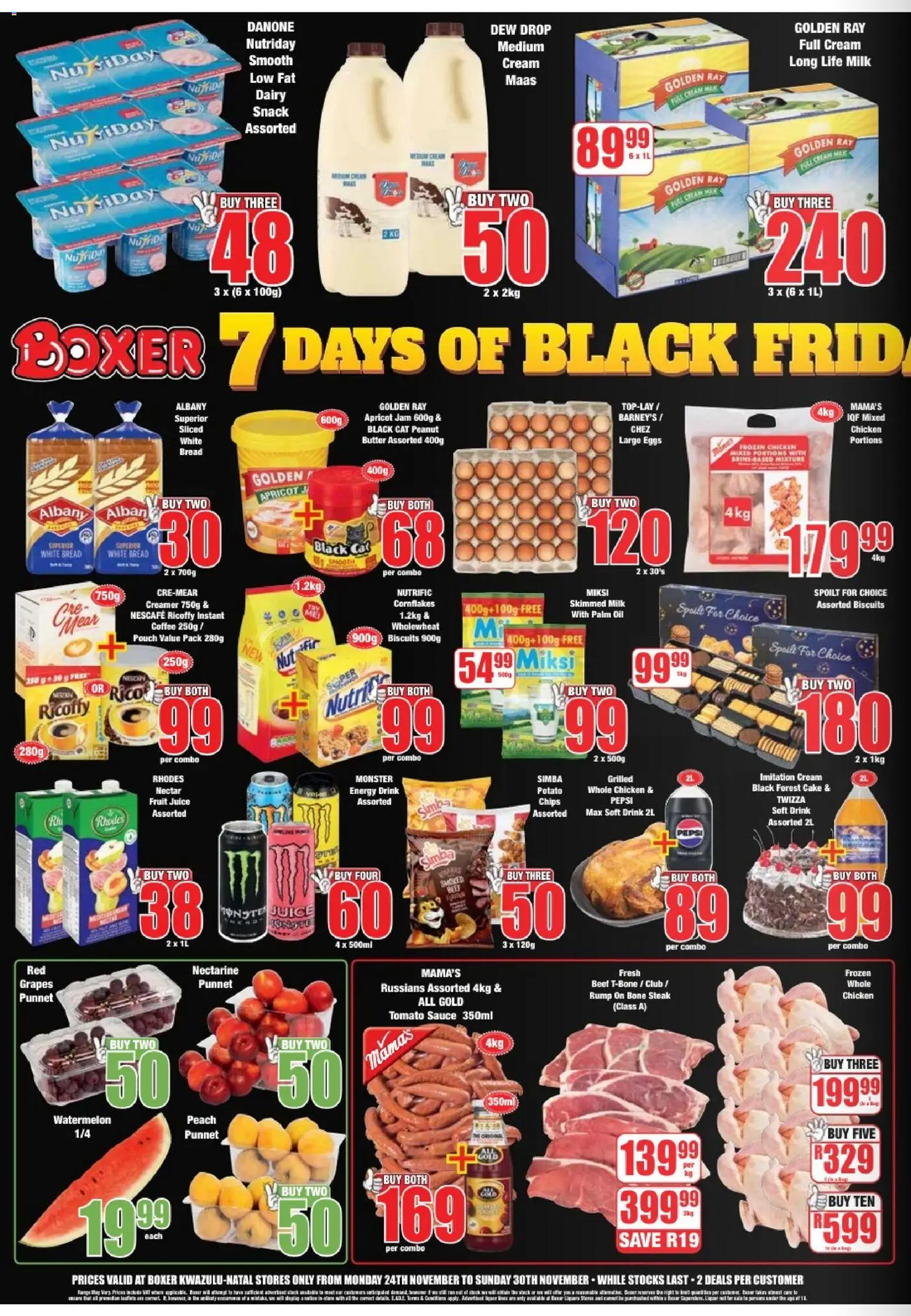 New Boxer catalogue – valid from 24.11.2025 | Page: 2 | Products: Chicken, Chips, Tomato sauce, Grapes