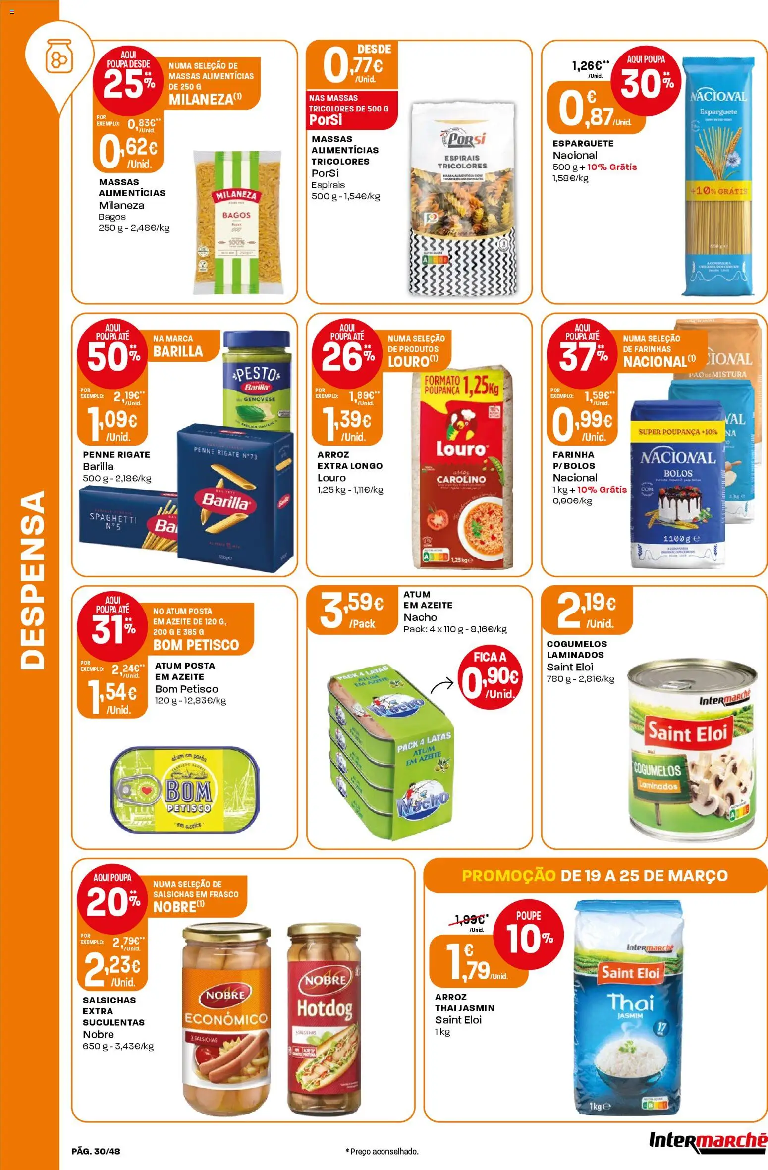 Intermarché folheto │ válido de 19.03.2026 | Página: 30 | Produtos: Atum, Esparguete, Porta, Arroz