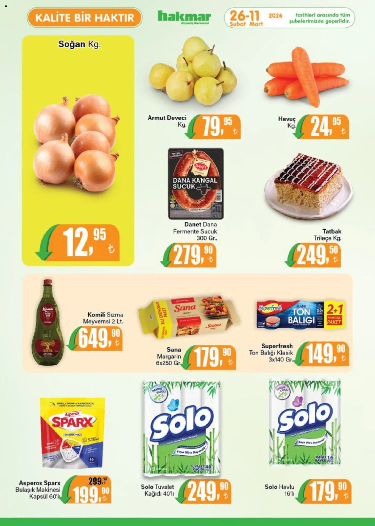 Hakmar Katalog - 26.02.2026 tarihinden itibaren geçerlidir | Sayfa: 8 | Ürünler: Tuvalet, Soğan, Armut, Bulaşık makinesi