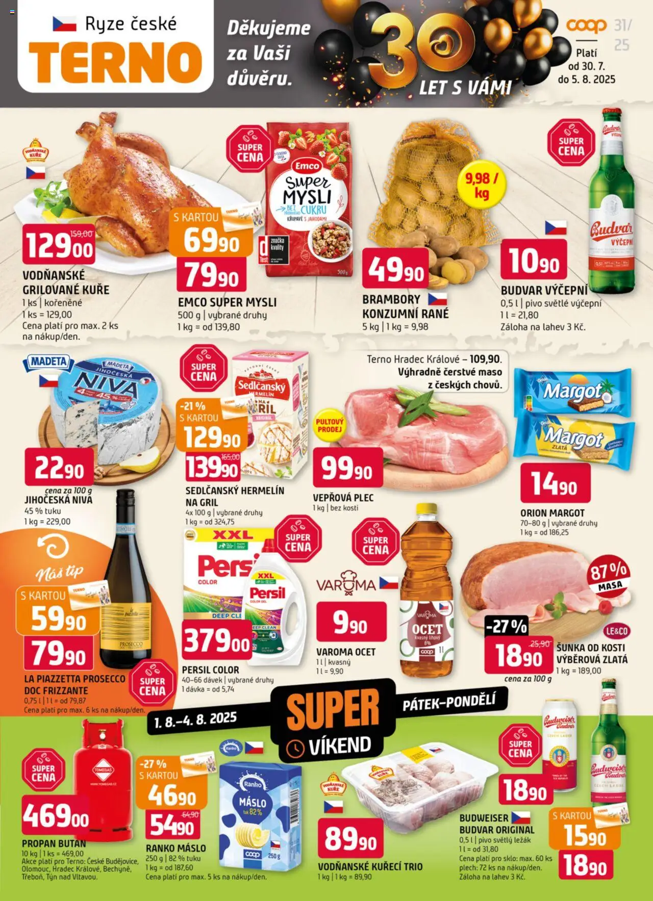 Terno leták od 30.07.2025 | Strana: 1 | Produkty: Pivo, Plech, Niva, Persil