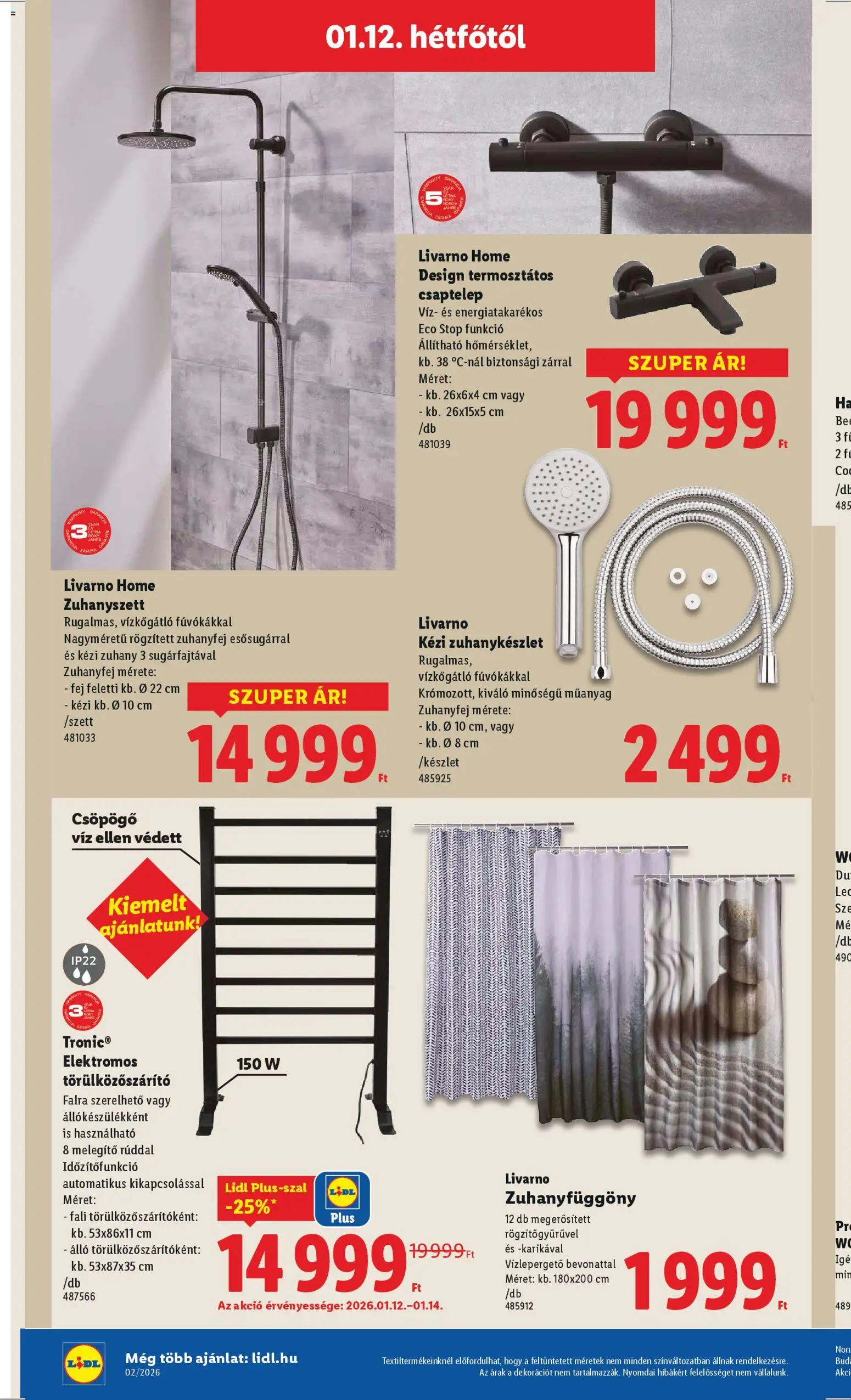 Lidl akciós ujság - amely érvényes a következő dátumtól: 08.01.2026 | Oldal: 22 | Termékek: Csaptelep, Zuhany, Zuhanyfüggöny