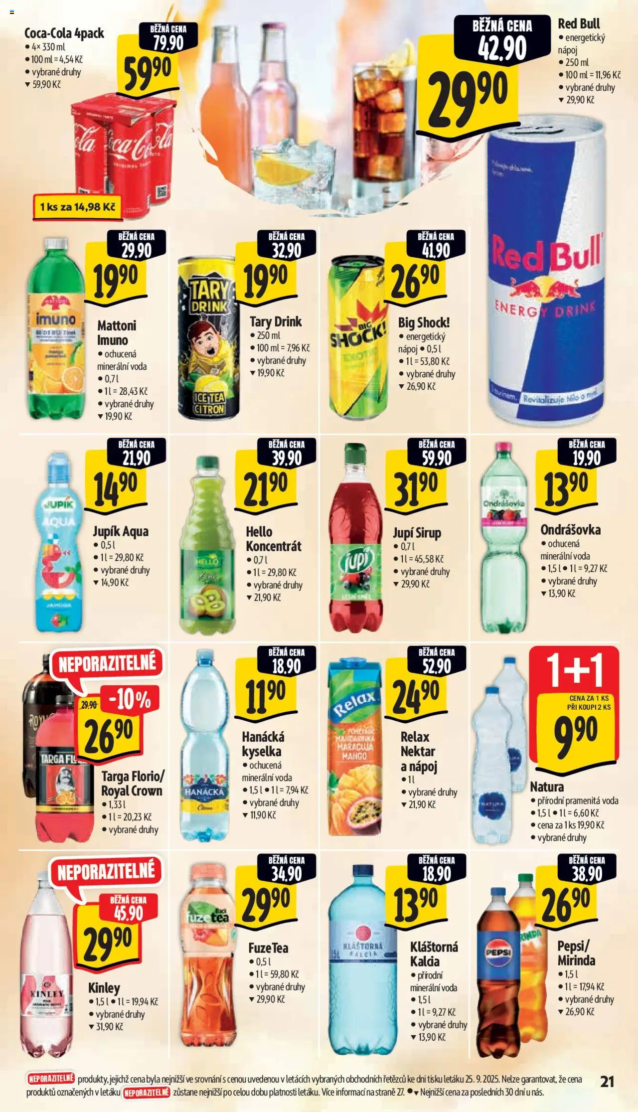 Albert leták - Supermarket od 01.10.2025 | Strana: 29 | Produkty: Fuze Tea, Ice tea, Minerální voda, Cola