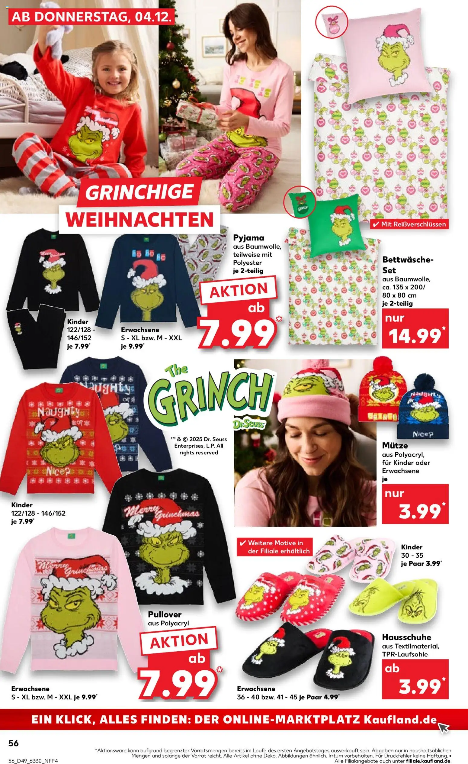 Kaufland prospekt Kiel	 – gültig ab 07.12.2025 | Seite: 56 | Produkte: Bettwäsche, Pullover, Pyjama, Hausschuhe
