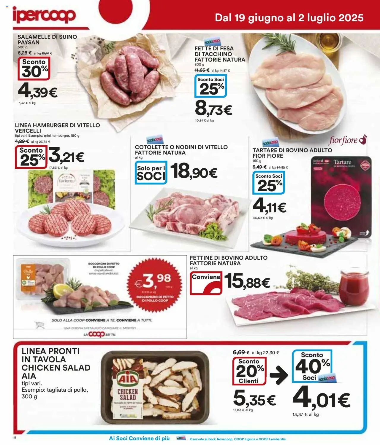 Volantino Ipercoop del 19.06.2025 | Pagina: 18 | Prodotti: Bovino, Petto di Pollo, Suino, Tacchino