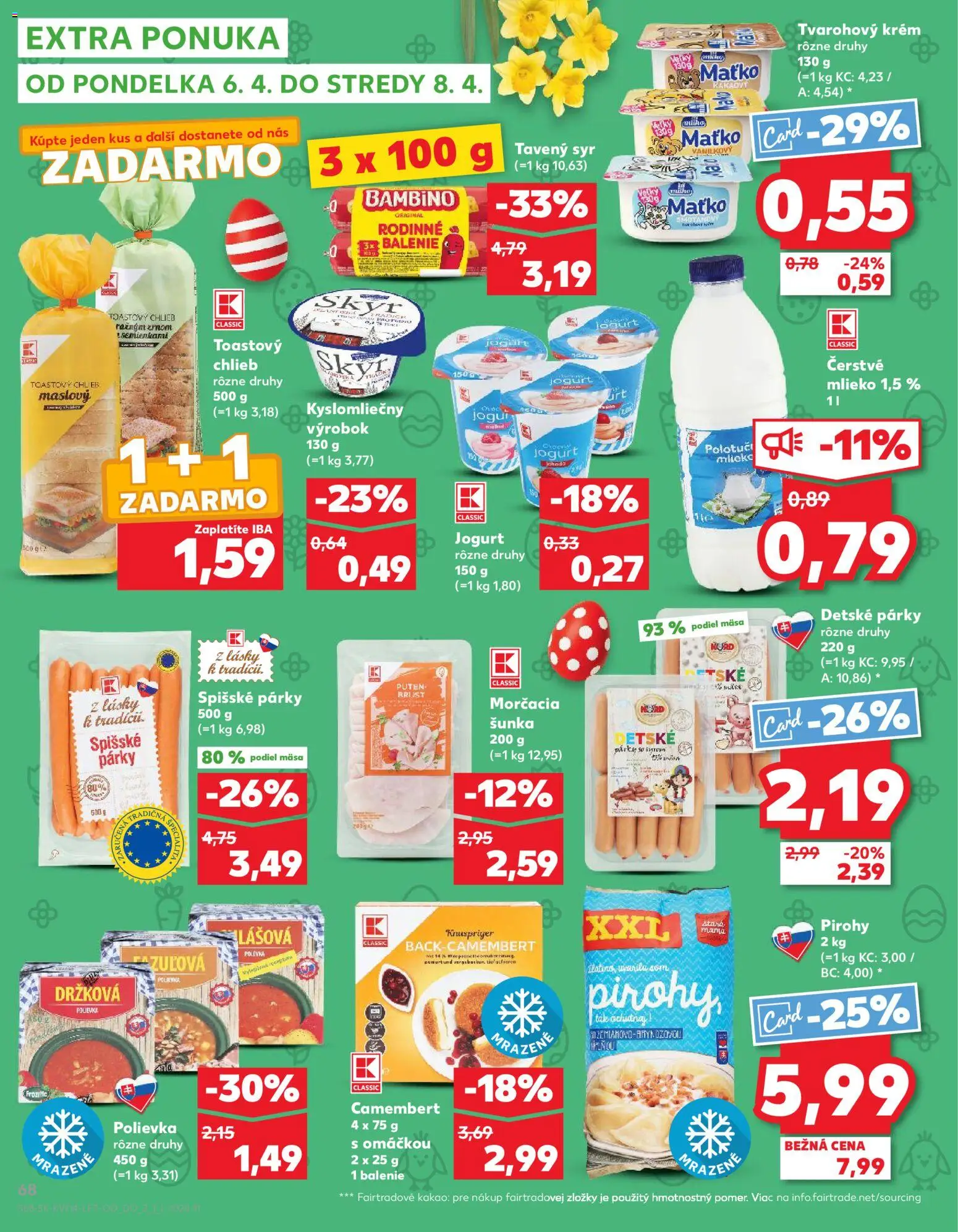 Nové Kaufland akcie – leták je platný od 01.04.2026 | Strana: 68 | Produkty: Mlieko, Syr, Skyr, Krém
