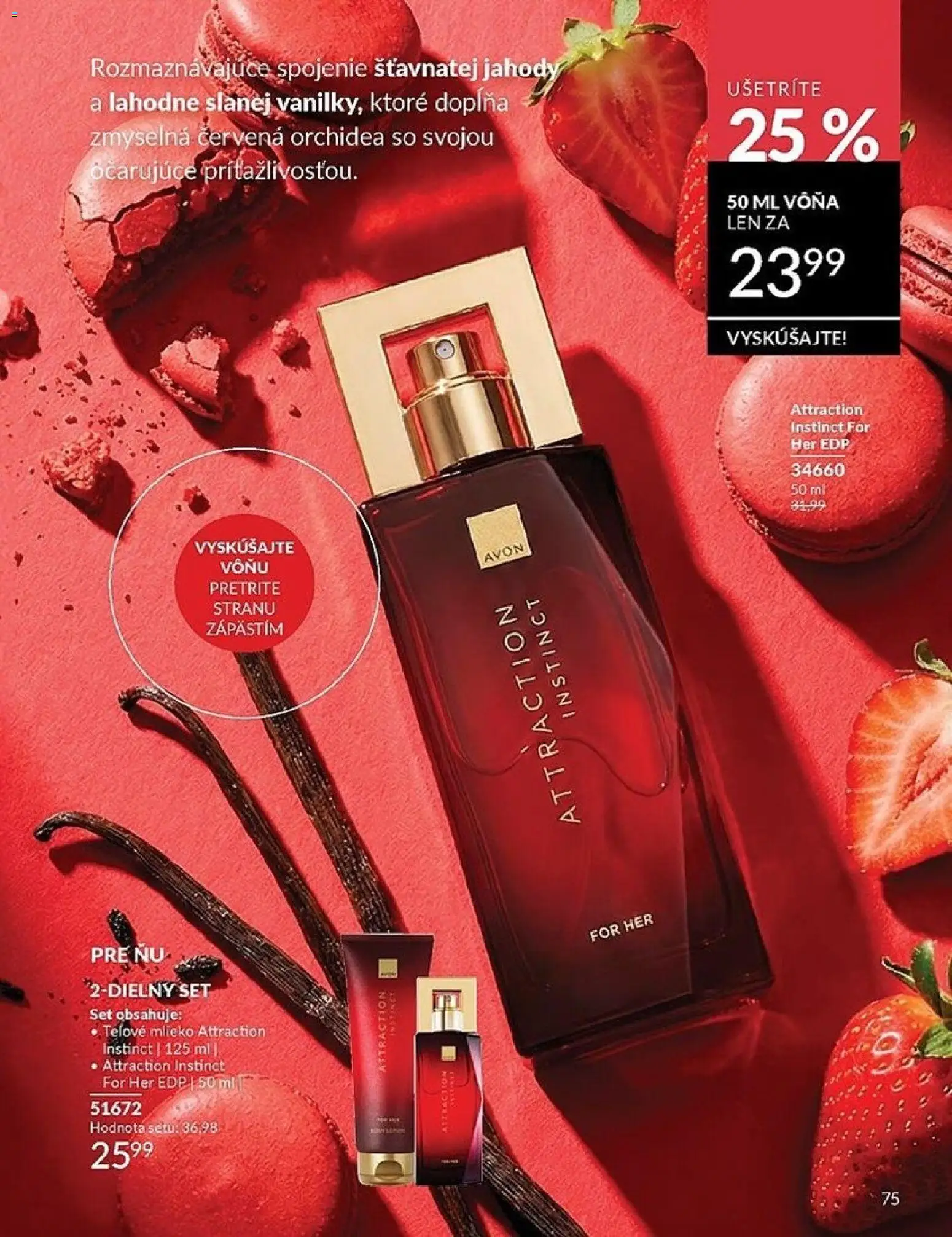 Nové Avon akcie – leták je platný od 01.05.2026 | Strana: 75 | Produkty: Mlieko, Telové mlieko, Jahody, Orchidea
