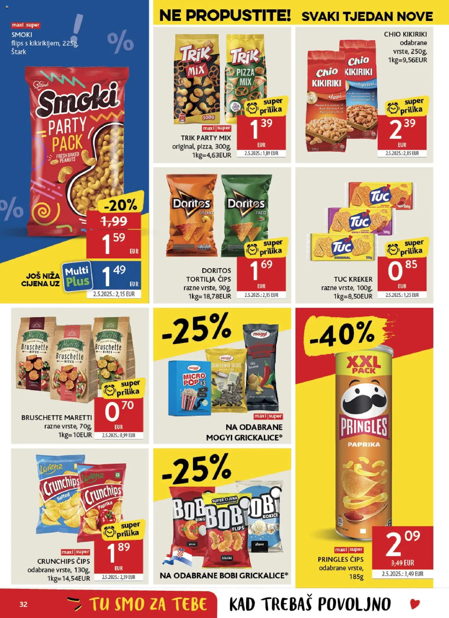 Konzum katalog | vrijedi od 28.01.2026 | Stranica: 32 | Proizvodi: Flips, Pringles, Paprika, Kikiriki