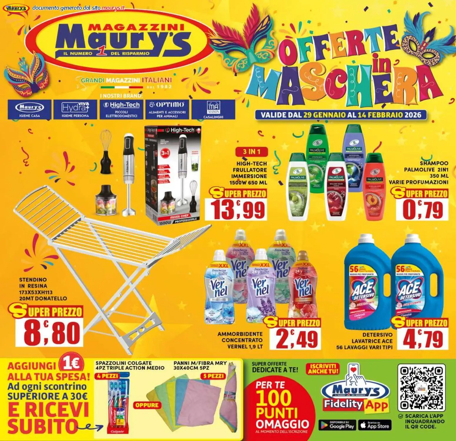 Volantino Maury's del 29.01.2026 | Pagina: 1 | Prodotti: Shampoo, Maschera, Frullatore, Lavatrice