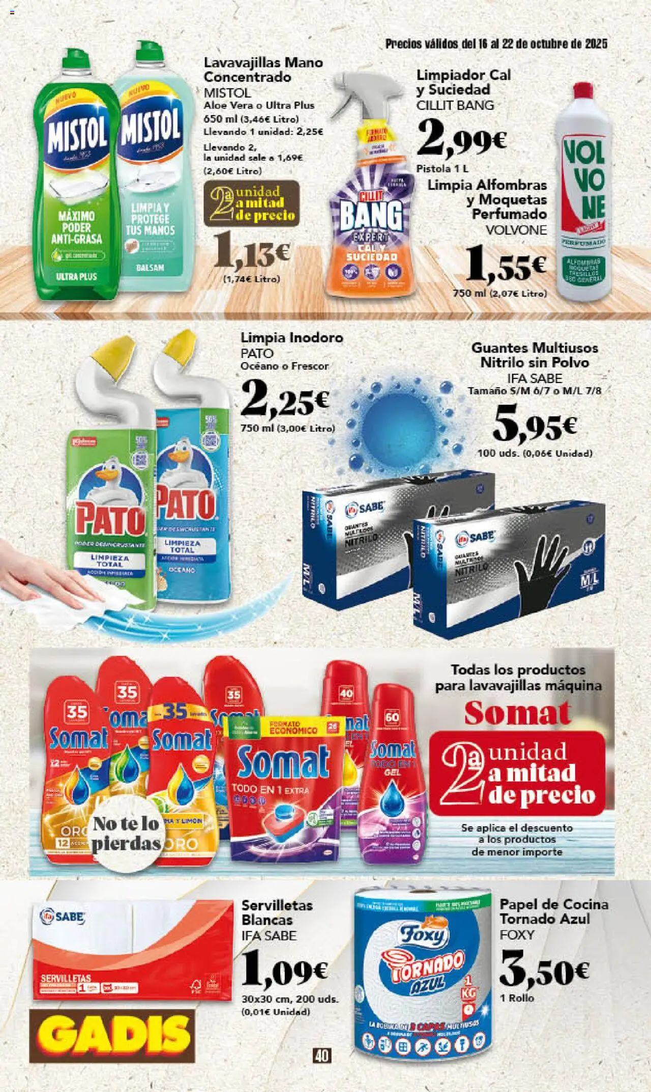 Gadis folleto │ válido desde el 16.10.2025 | Página: 40 | Productos: Polvo, Guantes, Té, Lavavajillas