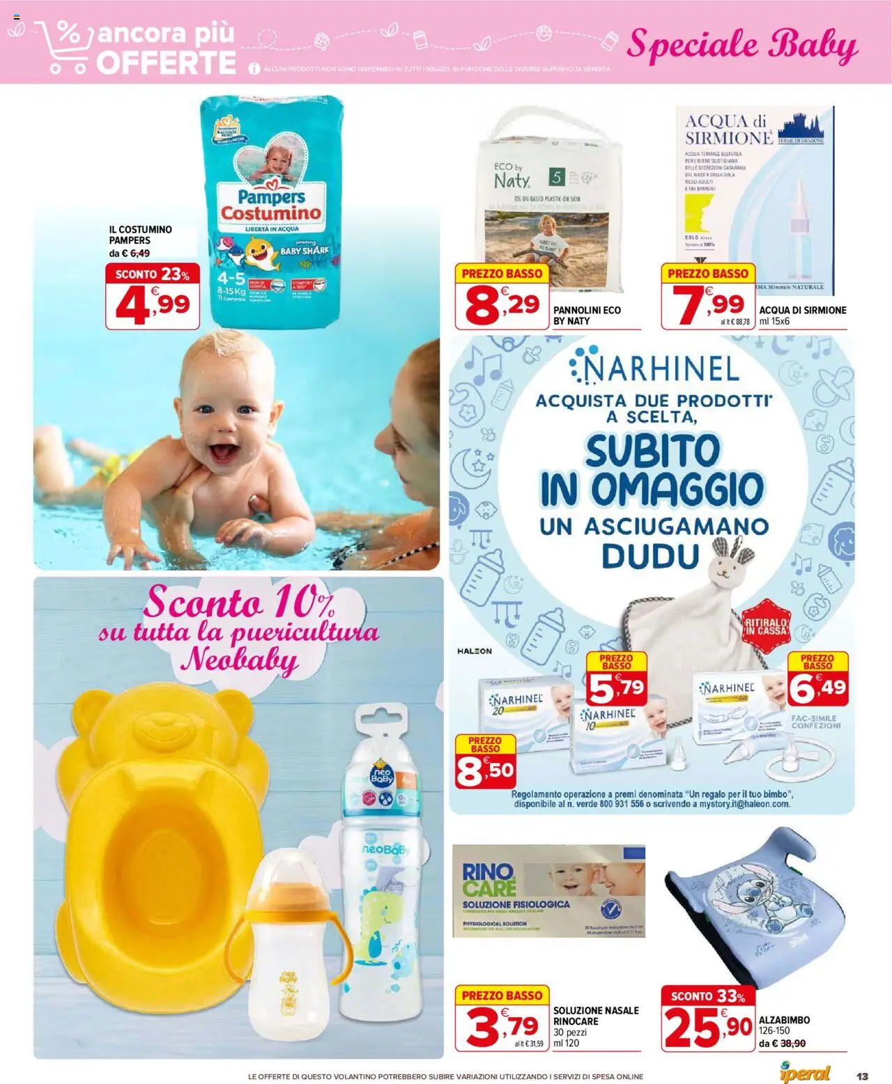 Volantino Iperal del 04.09.2025 | Pagina: 13 | Prodotti: Pannolini, Acqua, Pampers, Asciugamano