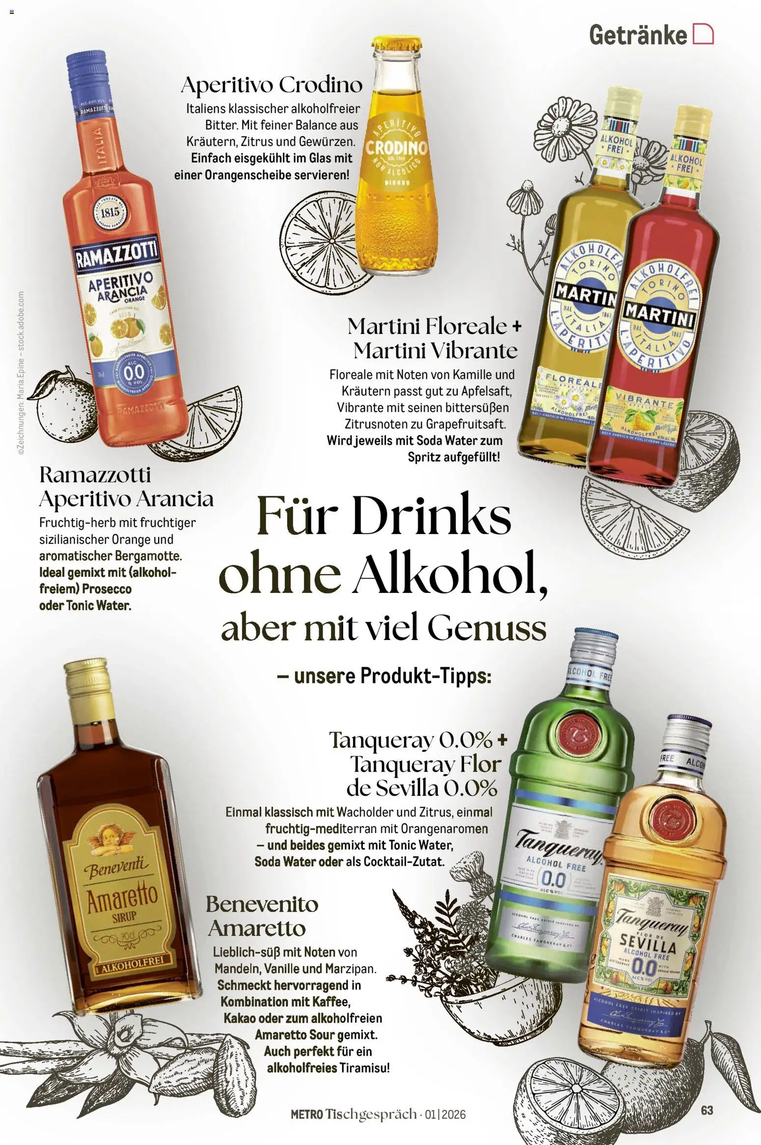 Metro Tischgespräch – gültig ab 01.02.2026 | Seite: 63 | Produkte: Martini, Sirup, Prosecco, Ramazzotti