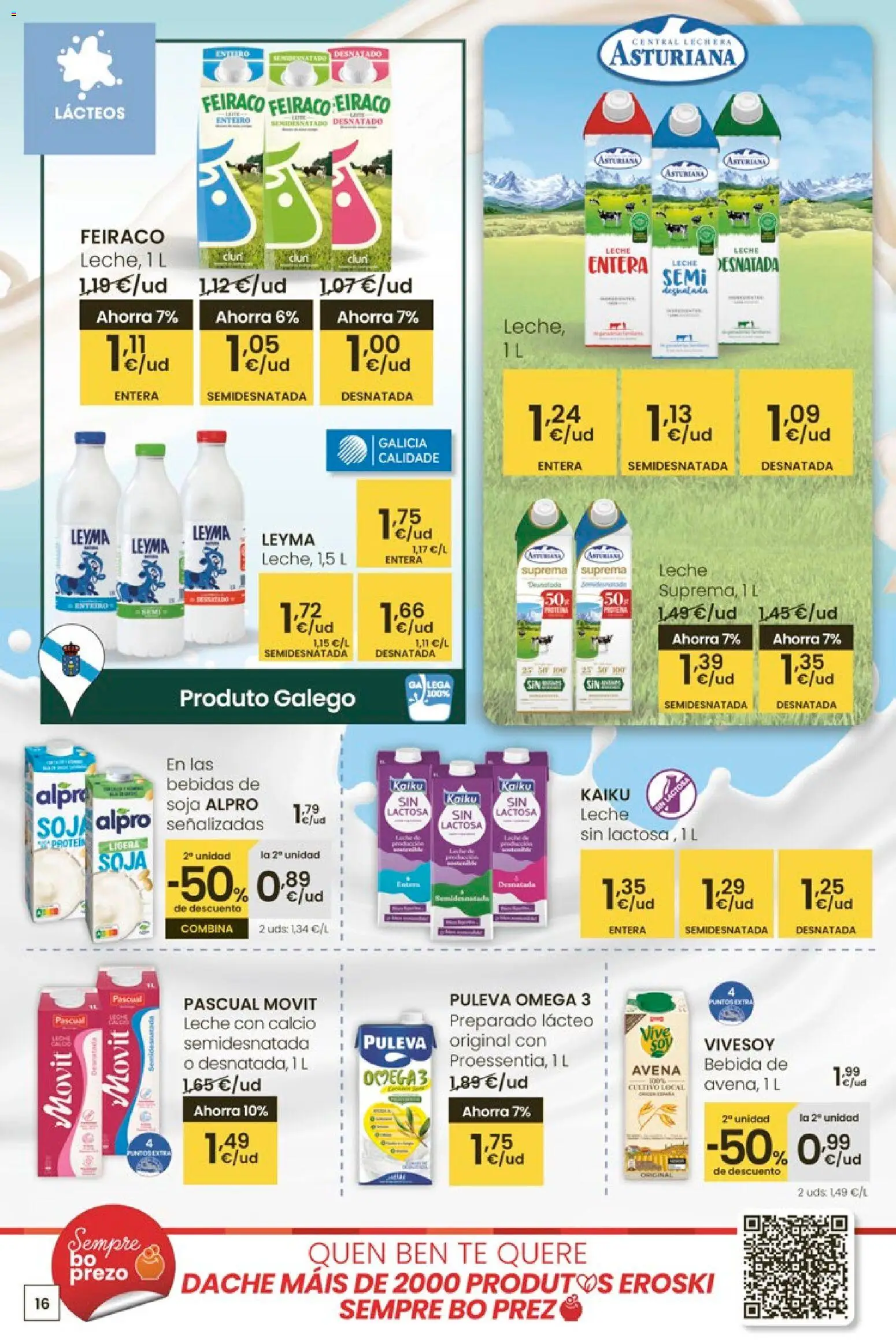 Eroski - Para un xaneiro máis lixeiro │ válido desde el 05.01.2026 | Página: 16 | Productos: Leche entera, Δοχείο φοντί, Leche, Té