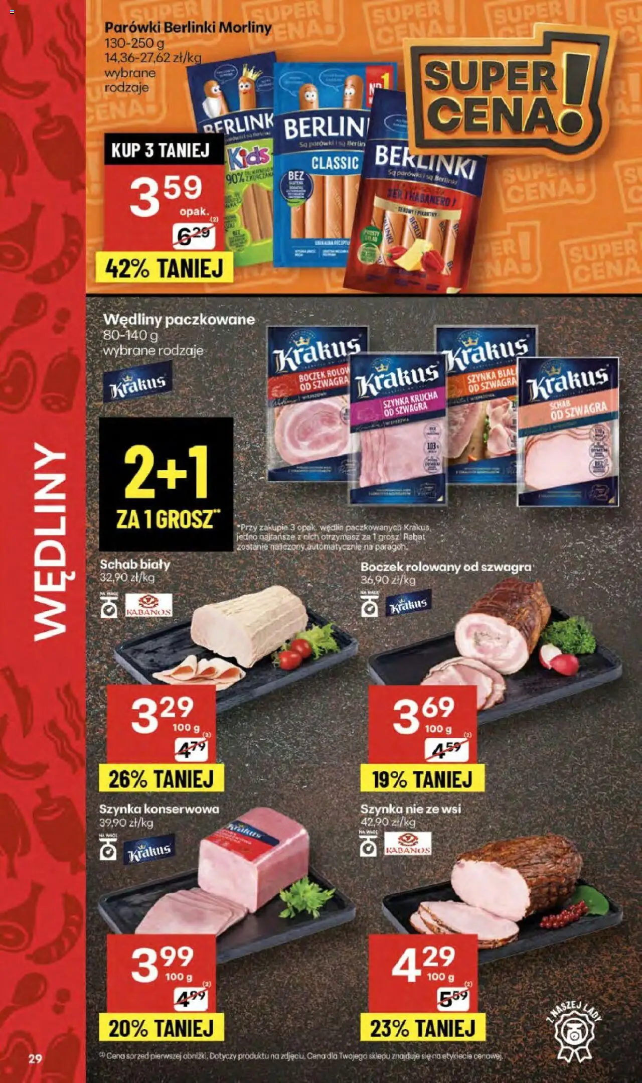 Delikatesy Centrum Gazetka od 02.10.2025 | Strona: 29 | Produkty: Parówki berlinki, Parówki, Boczek, Wędliny