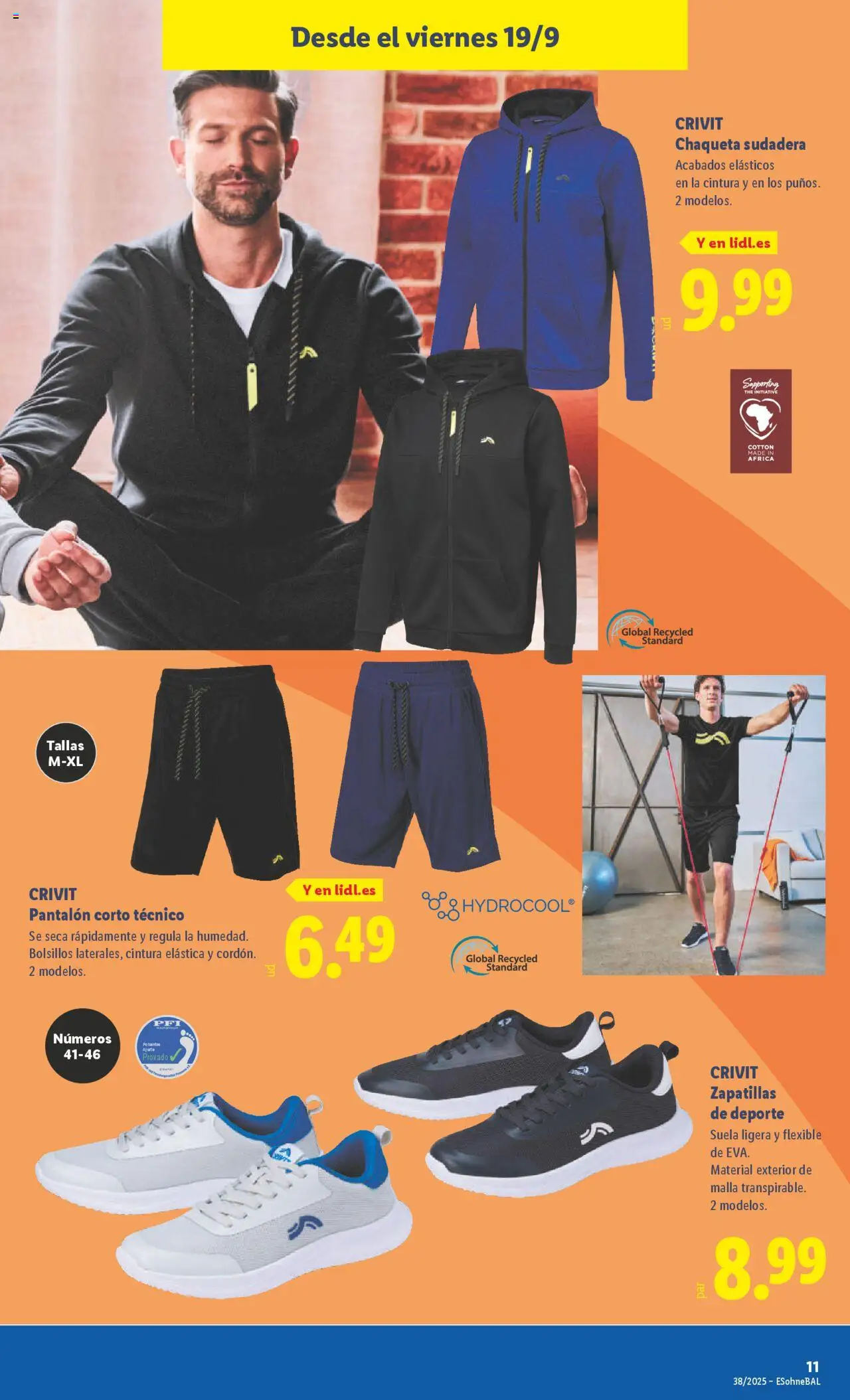 Lidl folleto de bazar │ válido desde el 15.09.2025 | Página: 19 | Productos: Sudadera, Chaqueta, Zapatillas, Pantalón corto
