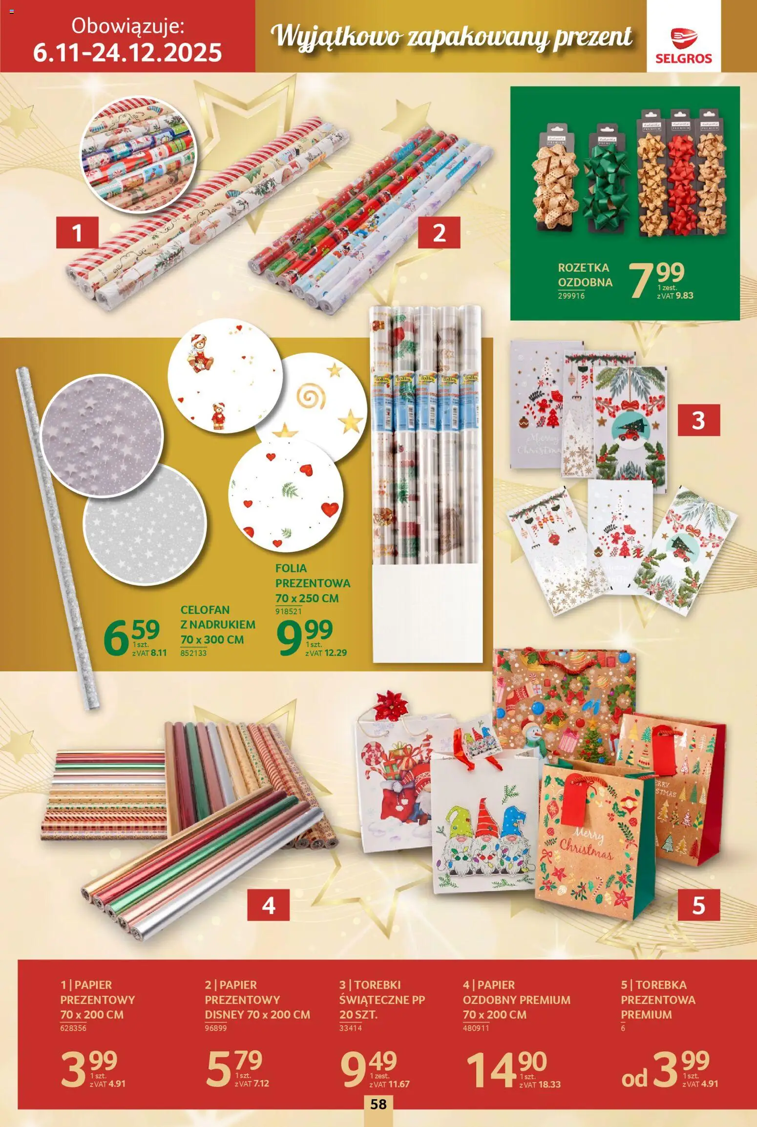 Selgros cash&carry Gazetka - Boże Narodzenie od 06.11.2025 | Strona: 58 | Produkty: Torebka, Torebki