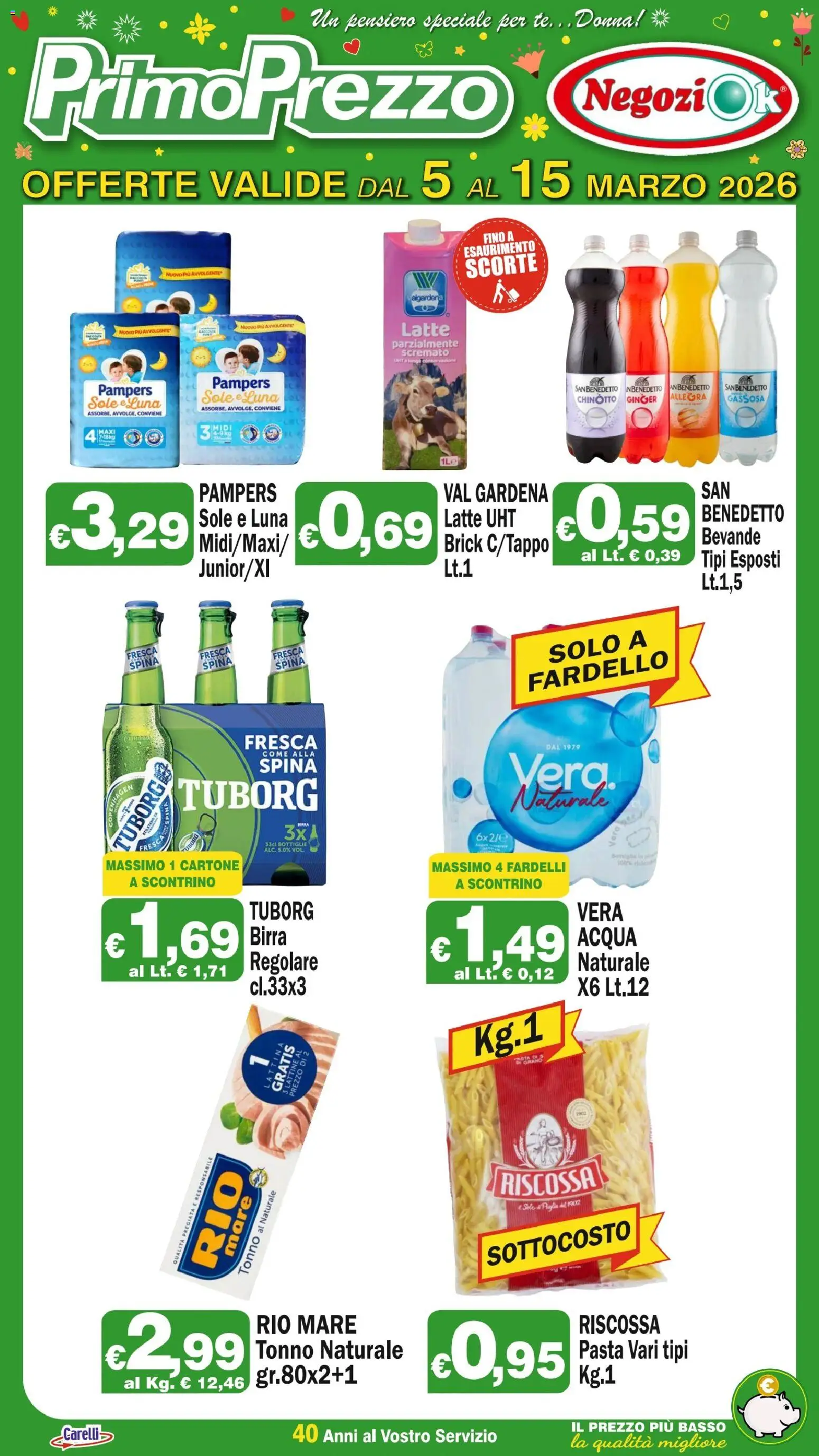 Volantino Primo Prezzo del 05.03.2026 | Pagina: 4 | Prodotti: Tè, Chinotto, Pampers, Tonno