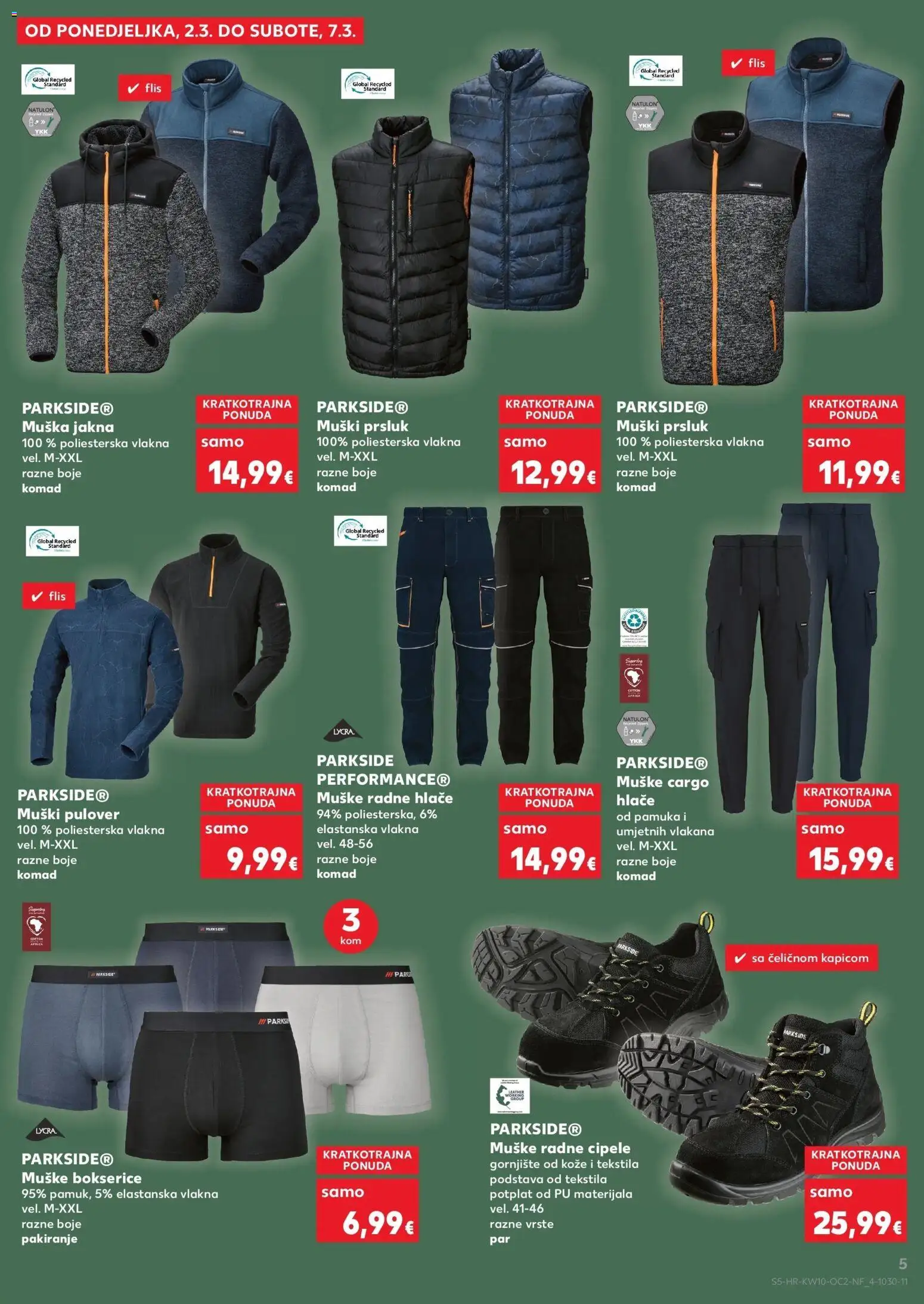 Kaufland katalog | vrijedi od 04.03.2026 | Stranica: 5 | Proizvodi: Prsluk, Jakna, Bokserice, Parkside
