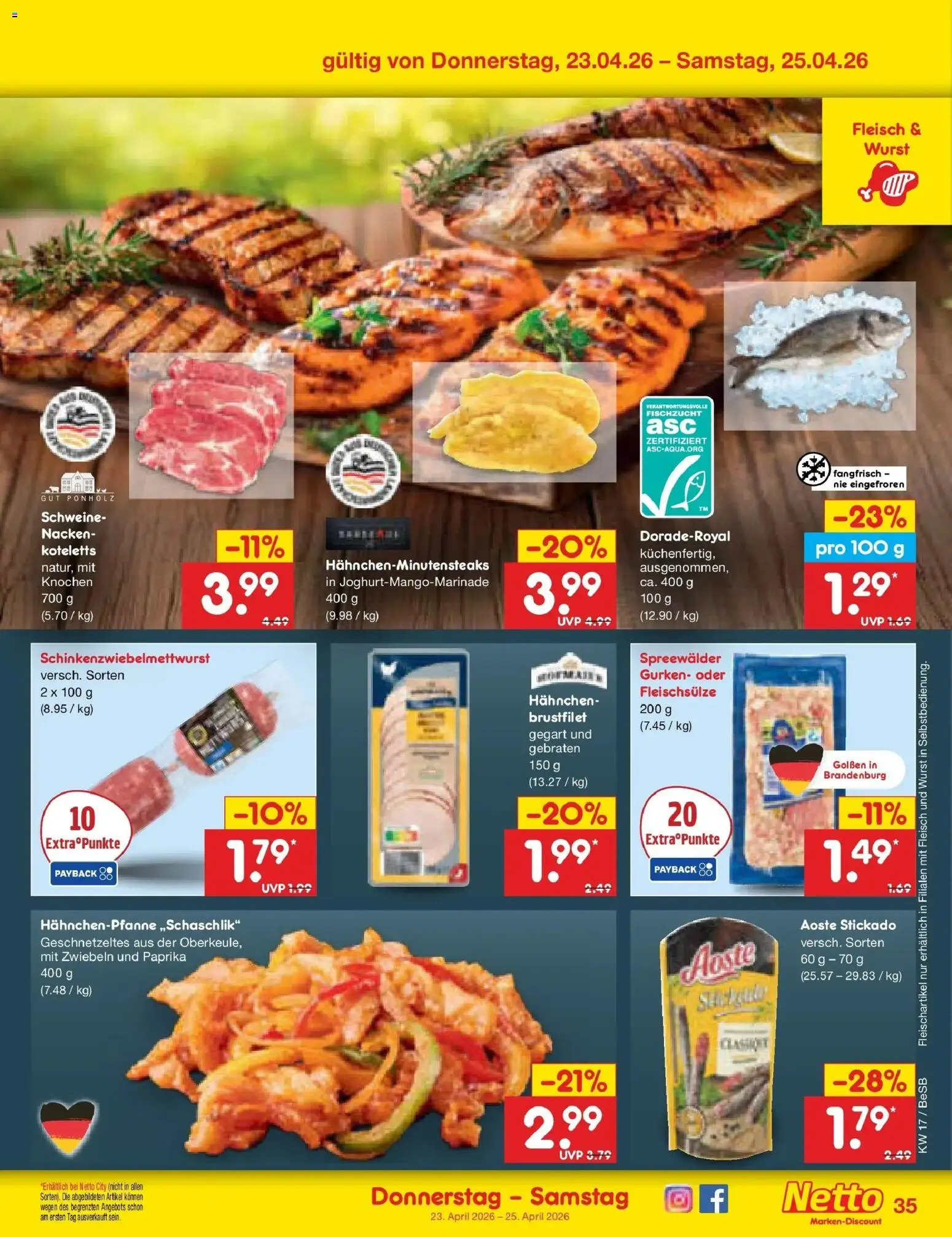 Netto Marken-Discount Prospekt Kremmen	 – gültig ab 20.04.2026 | Seite: 51 | Produkte: Hahnchen, Zwiebeln, Paprika, Wurst