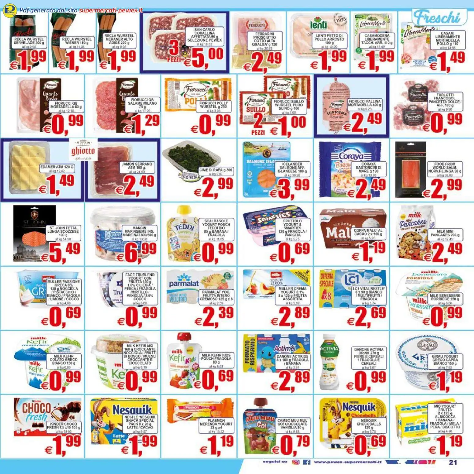 Volantino Pewex del 07.04.2026 | Pagina: 21 | Prodotti: Cioccolato, Salmone, Pesca, Pera