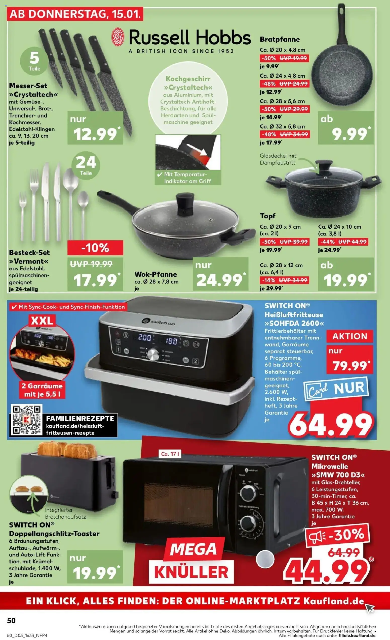 Kaufland prospekt Hechingen	 – gültig ab 19.01.2026 | Seite: 50 | Produkte: Toaster, Gemüse, Wok, Heißluftfritteuse