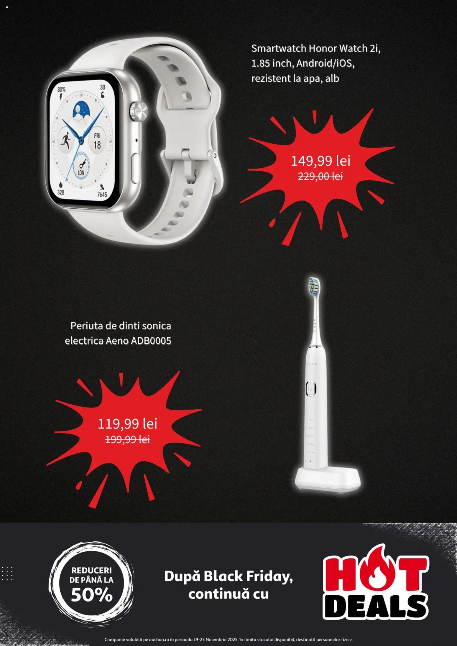 Noul catalog Auchan – valabil de la 19.11.2025 | Pagină: 3 | Produse: Smartwatch, Periuță de dinți