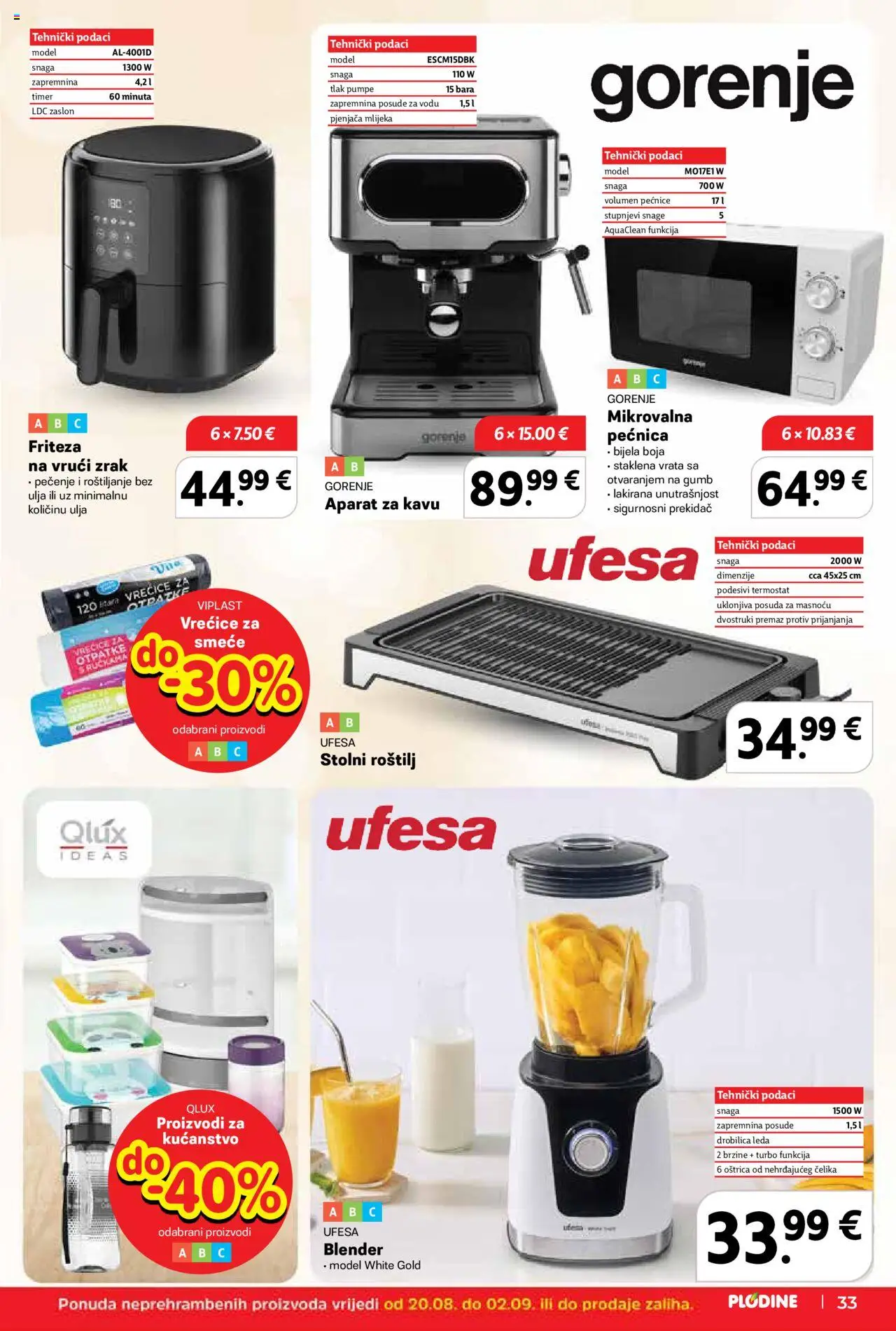 Plodine katalog | vrijedi od 20.08.2025 | Stranica: 33 | Proizvodi: Roštilj, Friteza, Vrata, Drobilica