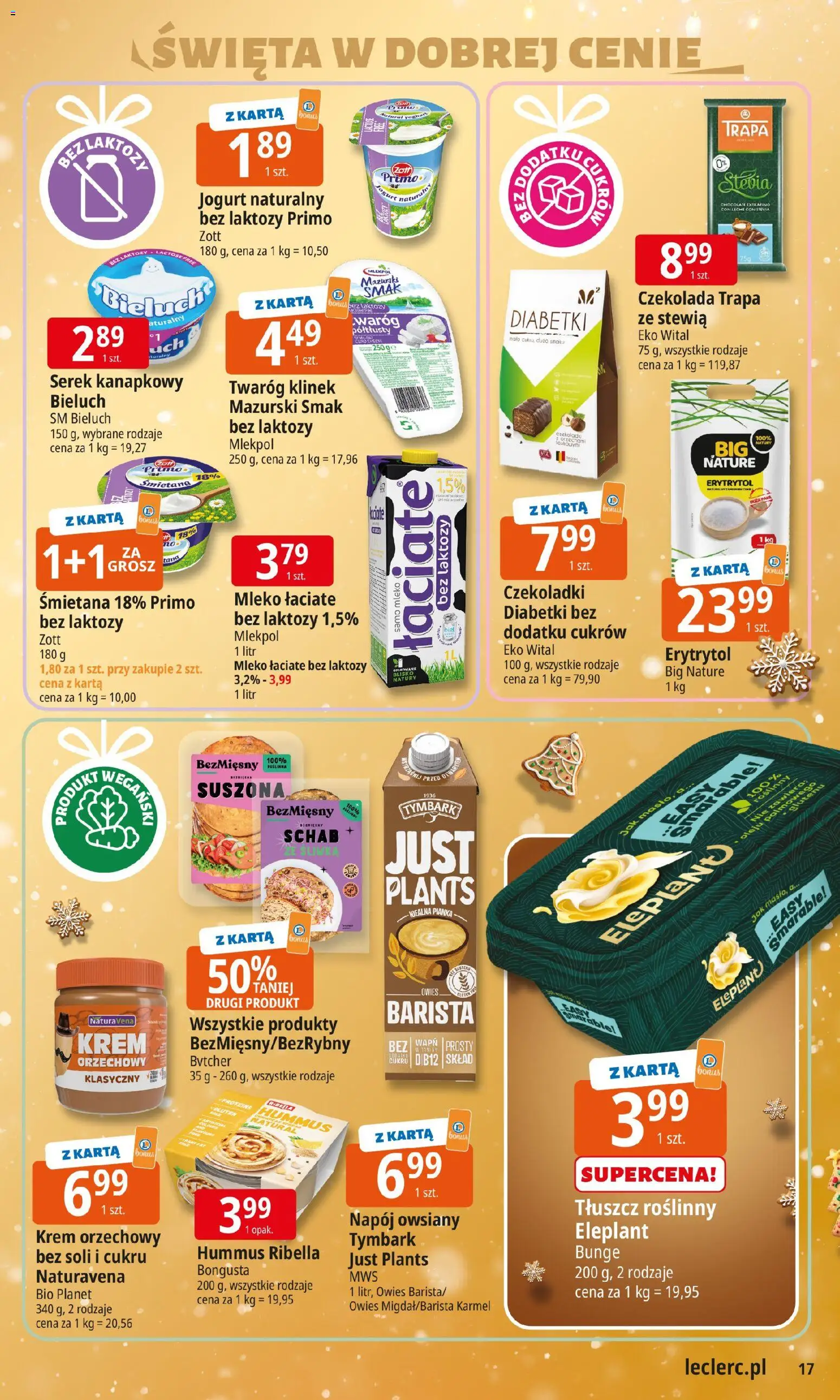 E.Leclerc Gazetka - Zamość od 09.12.2025 | Strona: 17 | Produkty: Erytrytol, Jogurt, Czekolada, Śmietana