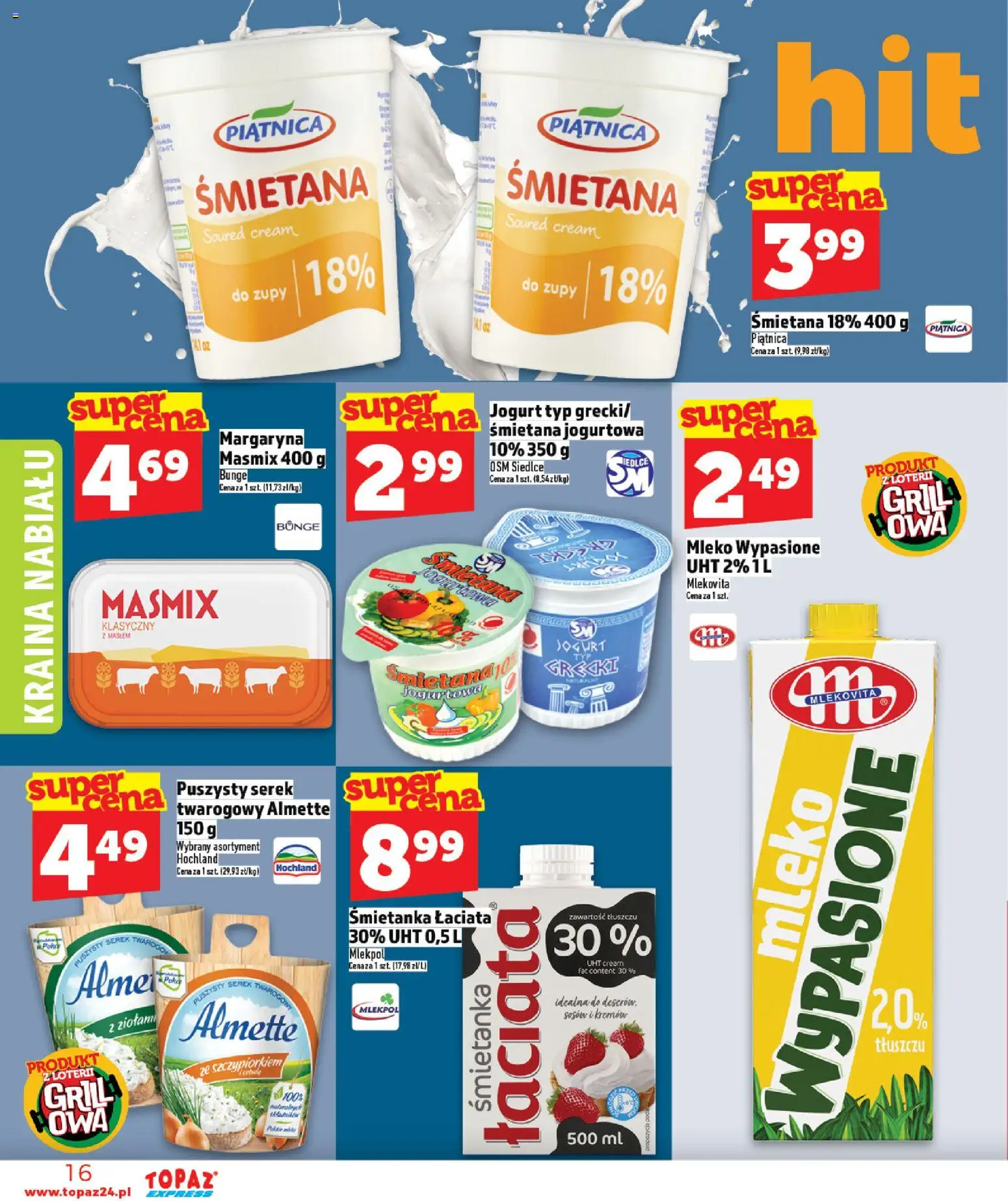 Topaz gazetka - Express od 30.04.2026 | Strona: 16 | Produkty: Serek, Grill, Margaryna, Jogurt