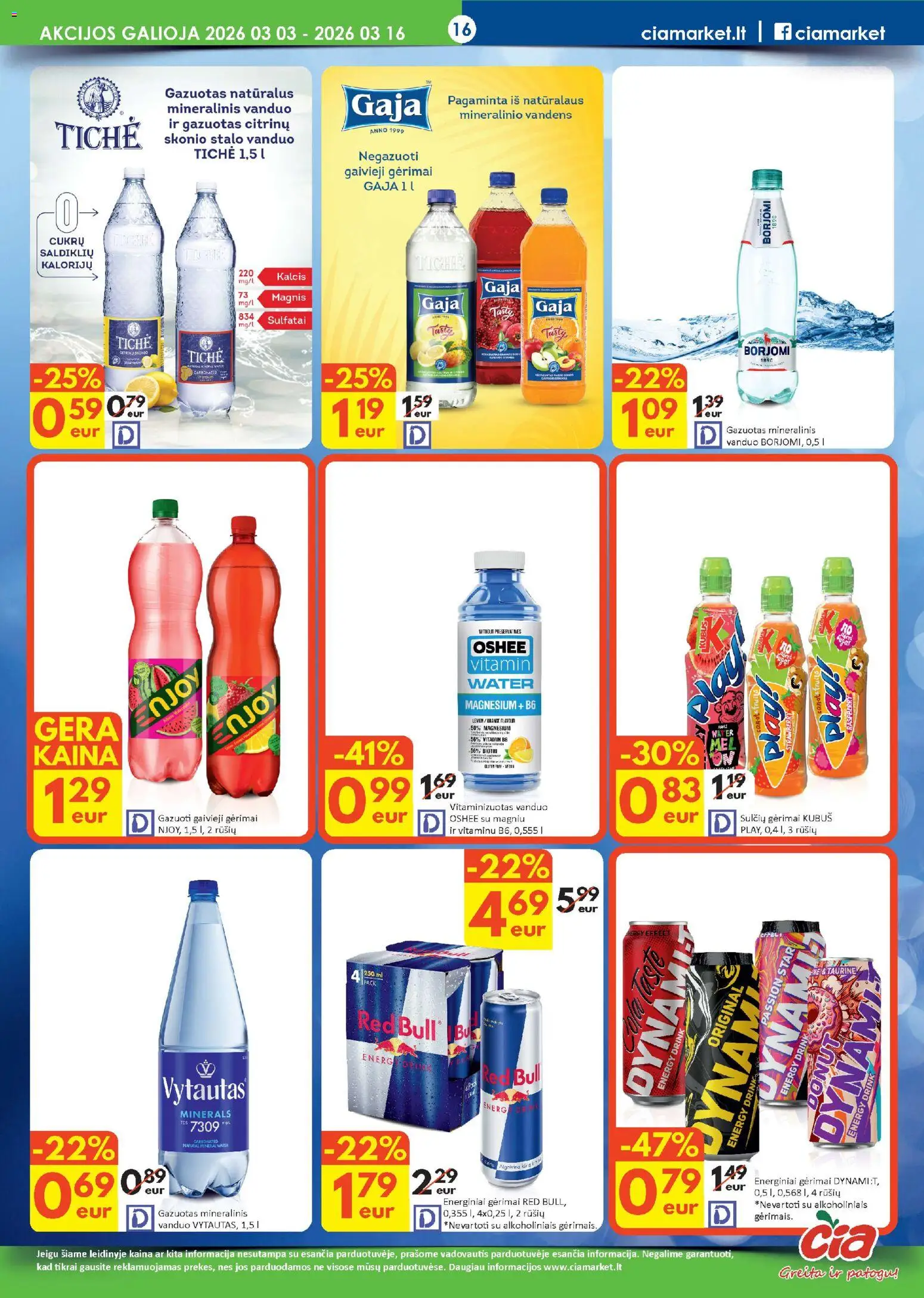 ČIA MARKET akcijos nuo 03.03.2026 | Puslapis: 16 | Prekių: Mineralinis vanduo