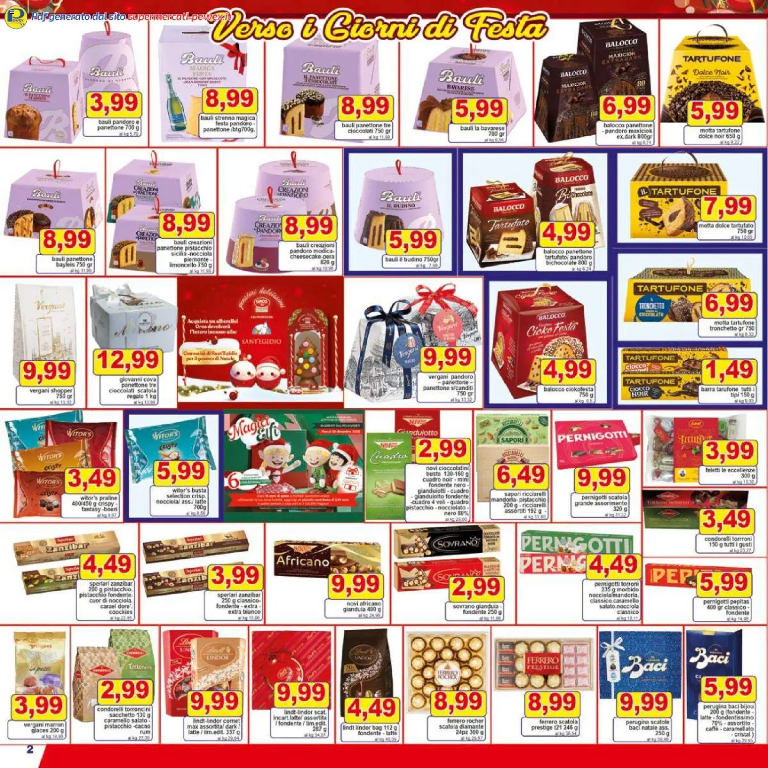 Volantino Pewex del 16.12.2025 | Pagina: 2 | Prodotti: Pandoro, Panettone, Cacao, Torroncini