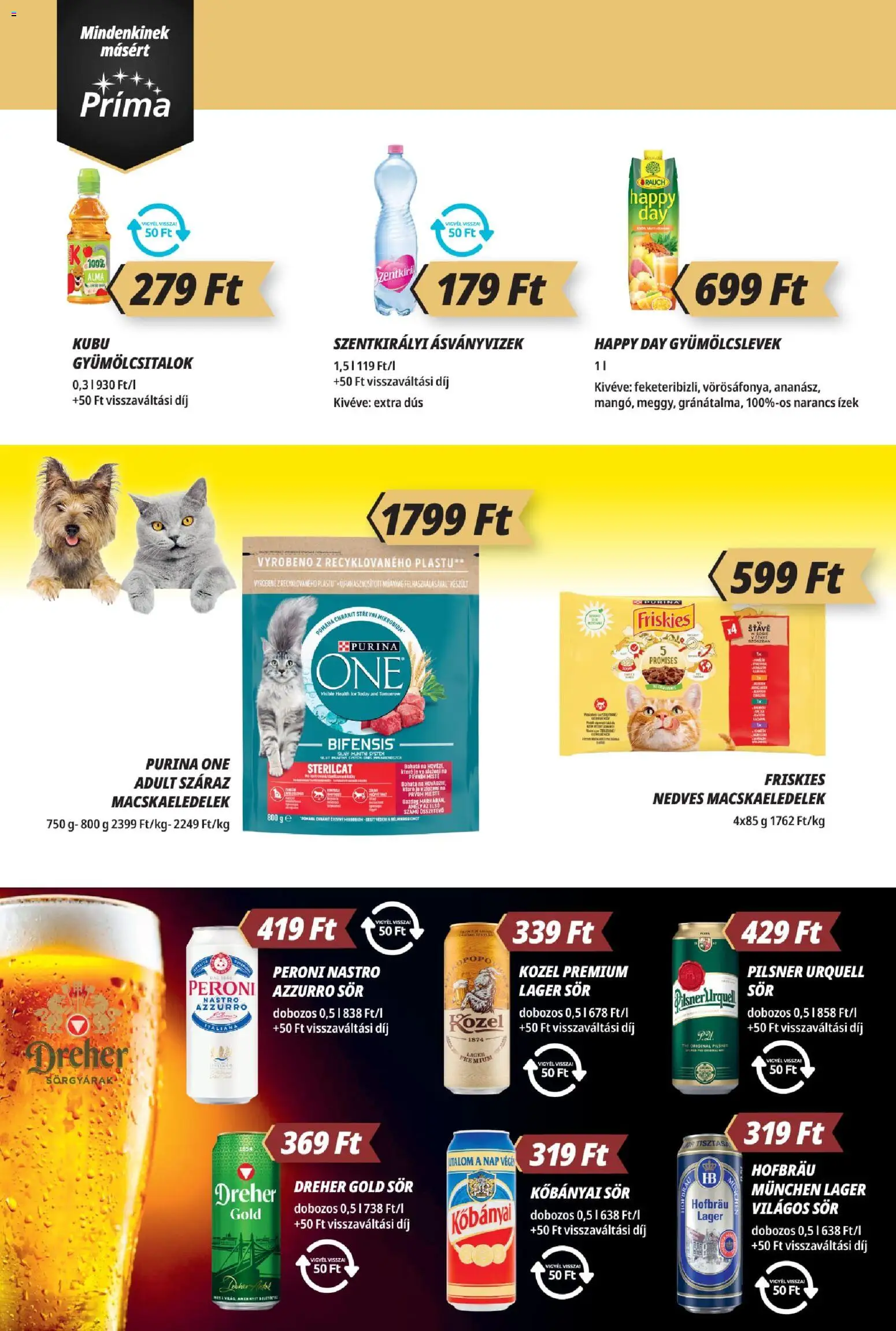 CBA Príma akciós ujság - amely érvényes a következő dátumtól: 15.01.2026 | Oldal: 10 | Termékek: Pilsner urquell, Purina one, Sör, Narancs