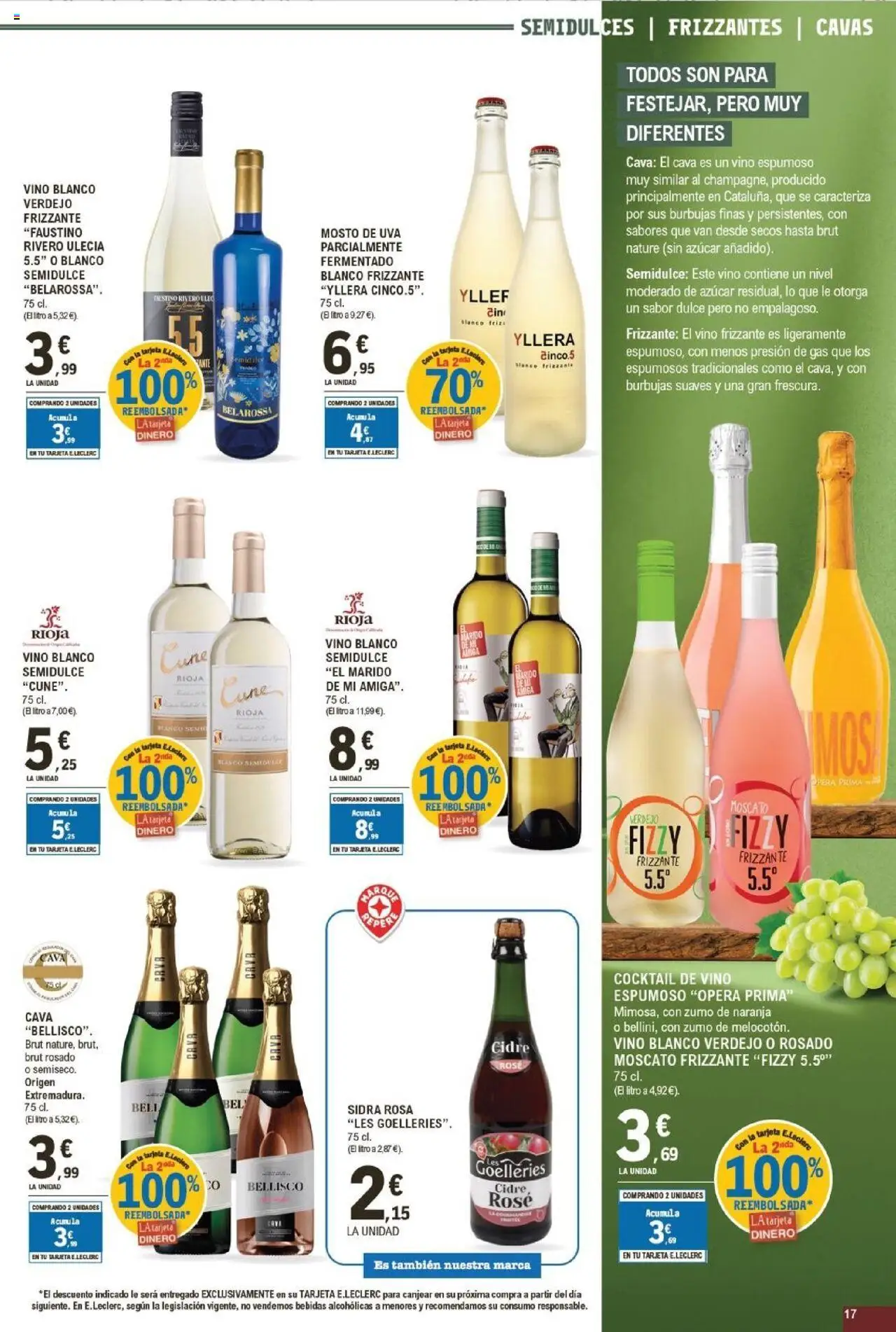 E.Leclerc folleto │ válido desde el 24.09.2025 | Página: 17 | Productos: Vino, Ροζ πιπέρι, Κορνίζα