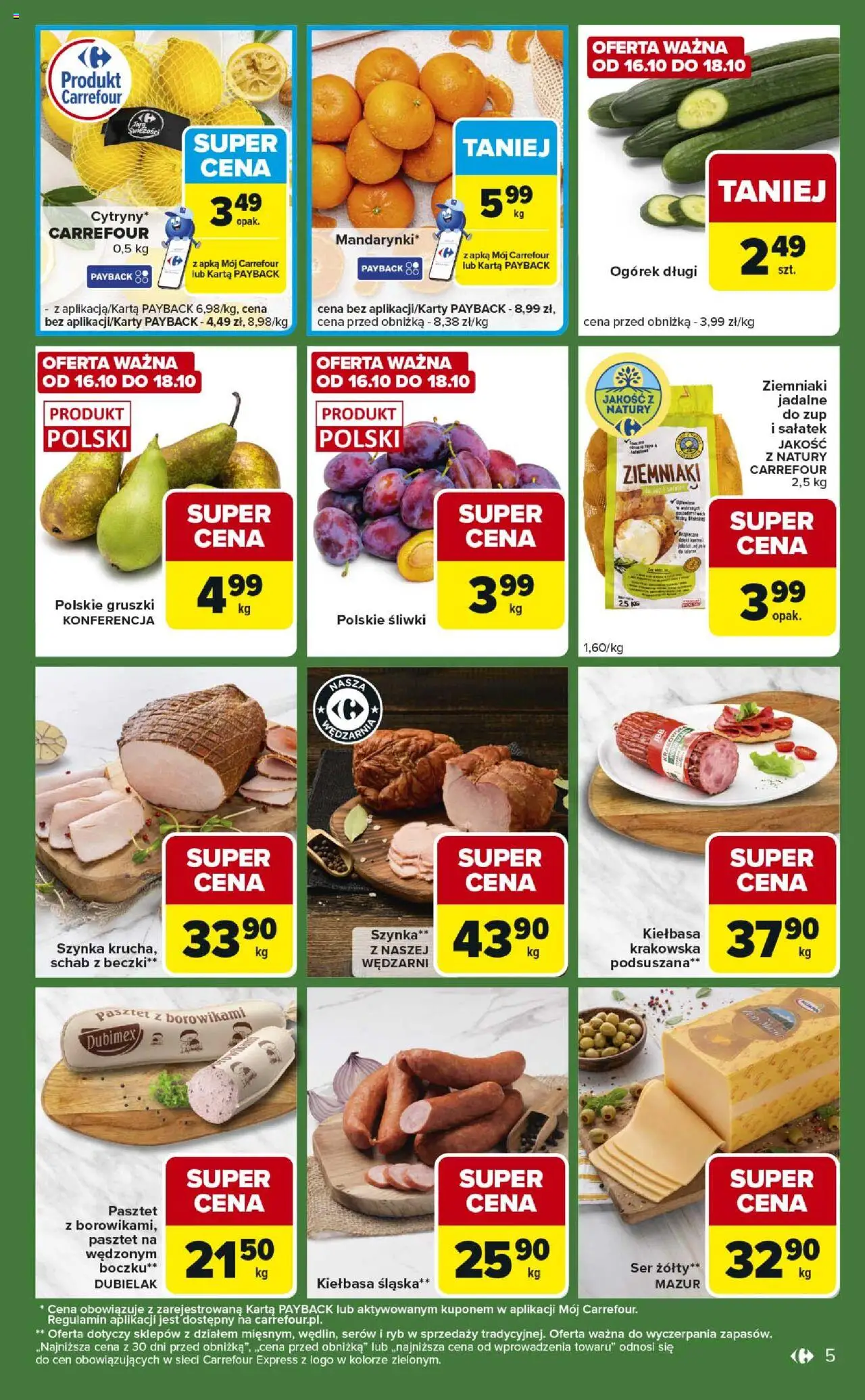 Carrefour Gazetka - Express II od 14.10.2025 | Strona: 5 | Produkty: Ser żółty, Szynka, Śliwki, Ser