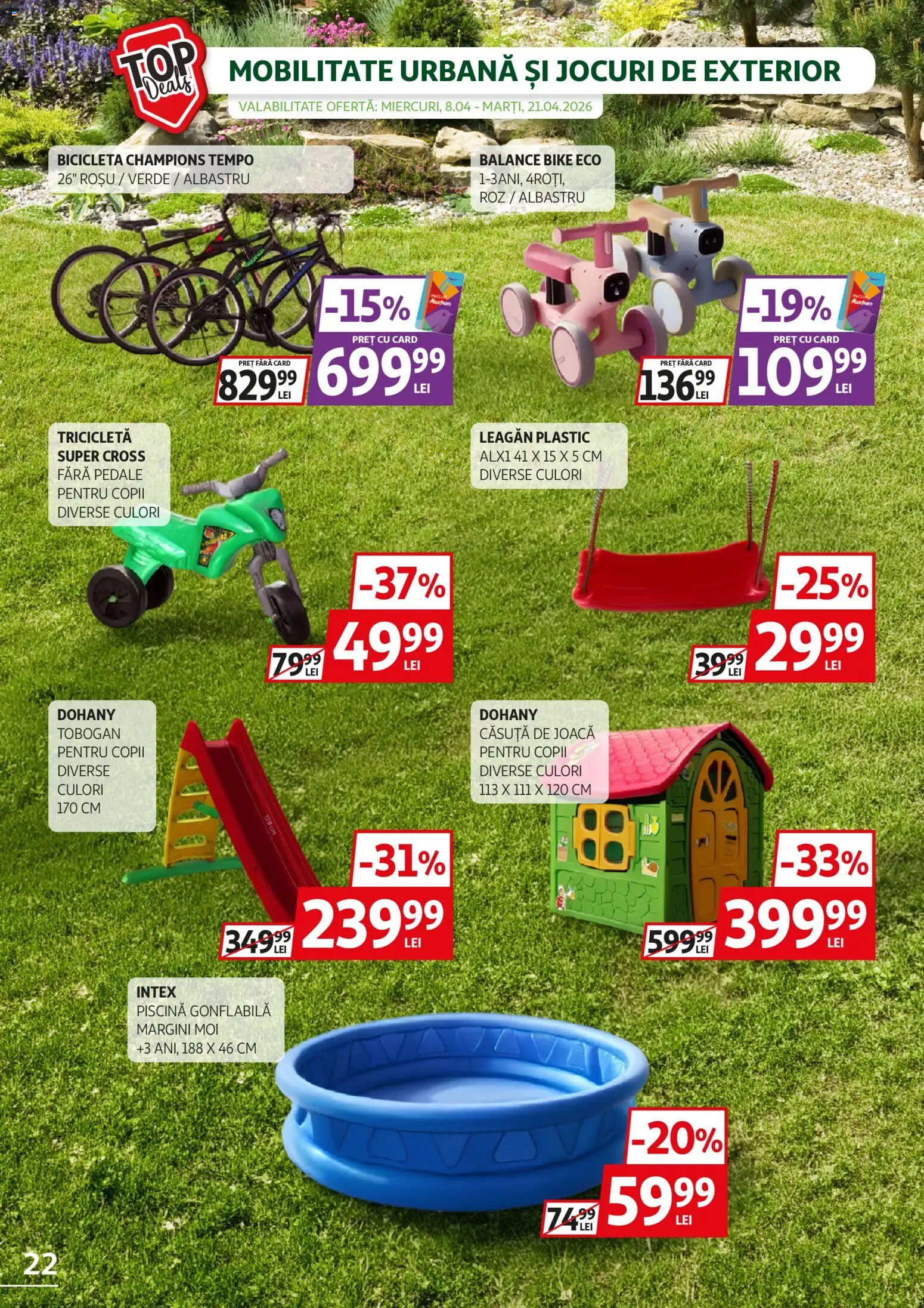 Noul catalog Auchan – valabil de la 08.04.2026 | Pagină: 22 | Produse: Piscină, Köpek Uzaklaştırıcılar, Dana kuşbaşı