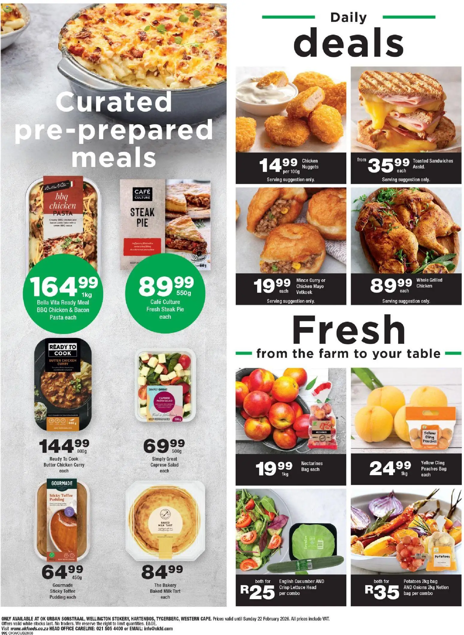 New OK Foods catalogue – valid from 11.02.2026 | Page: 2 | Products: Bag, Pasta, Lettuce, Nectarines