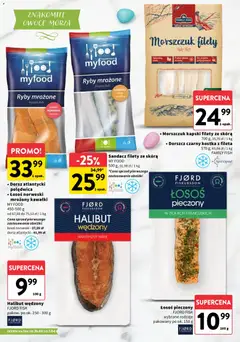 Pogląd oferty "Intermarche gazetka - Delikatesy" - ważna od 26.03.2026 | Strona: 10 | Produkty: Dorsz atlantycki, Halibut, Morszczuk, Owoce